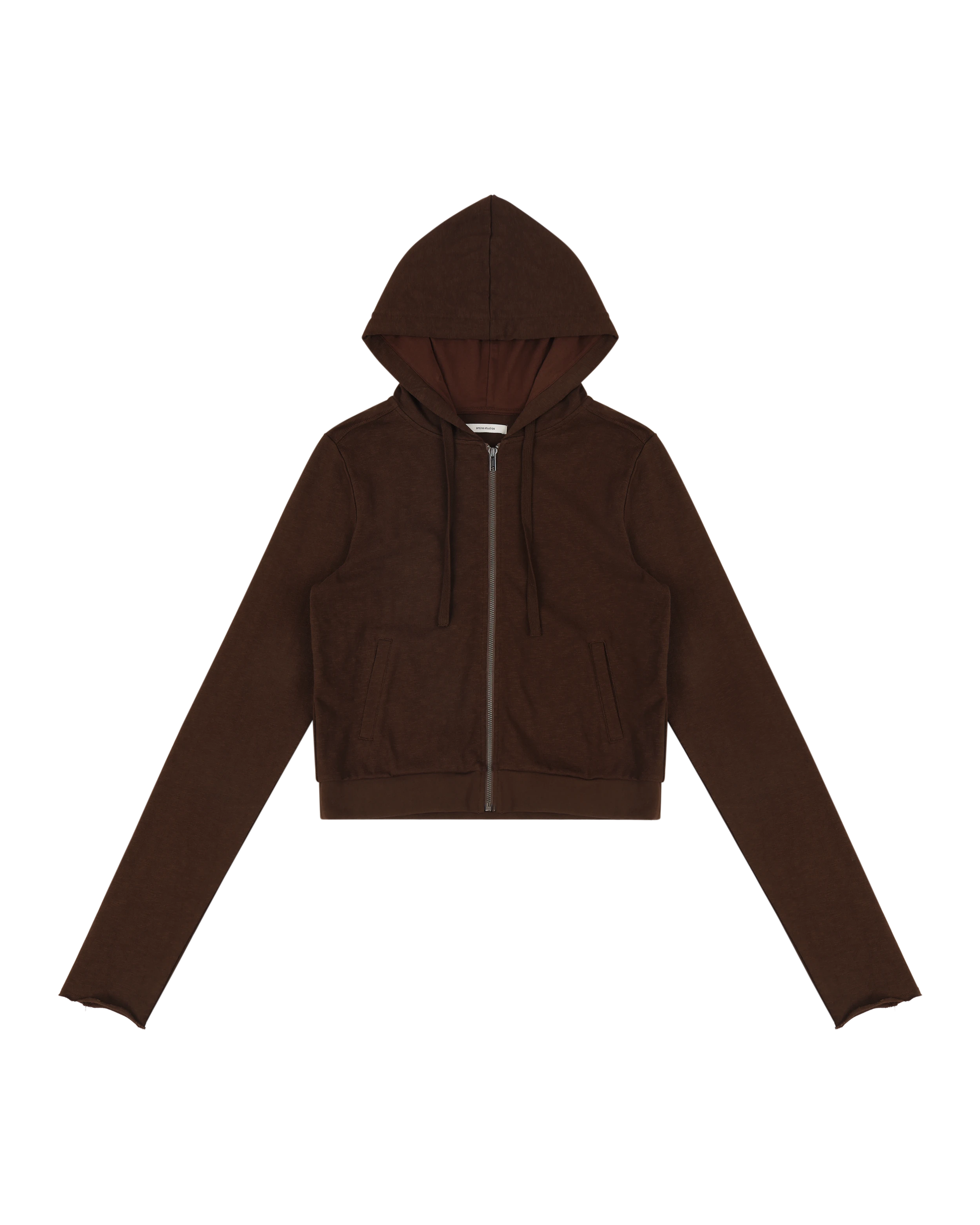Lightweight Cropped Zip Up Brunette - Image 6