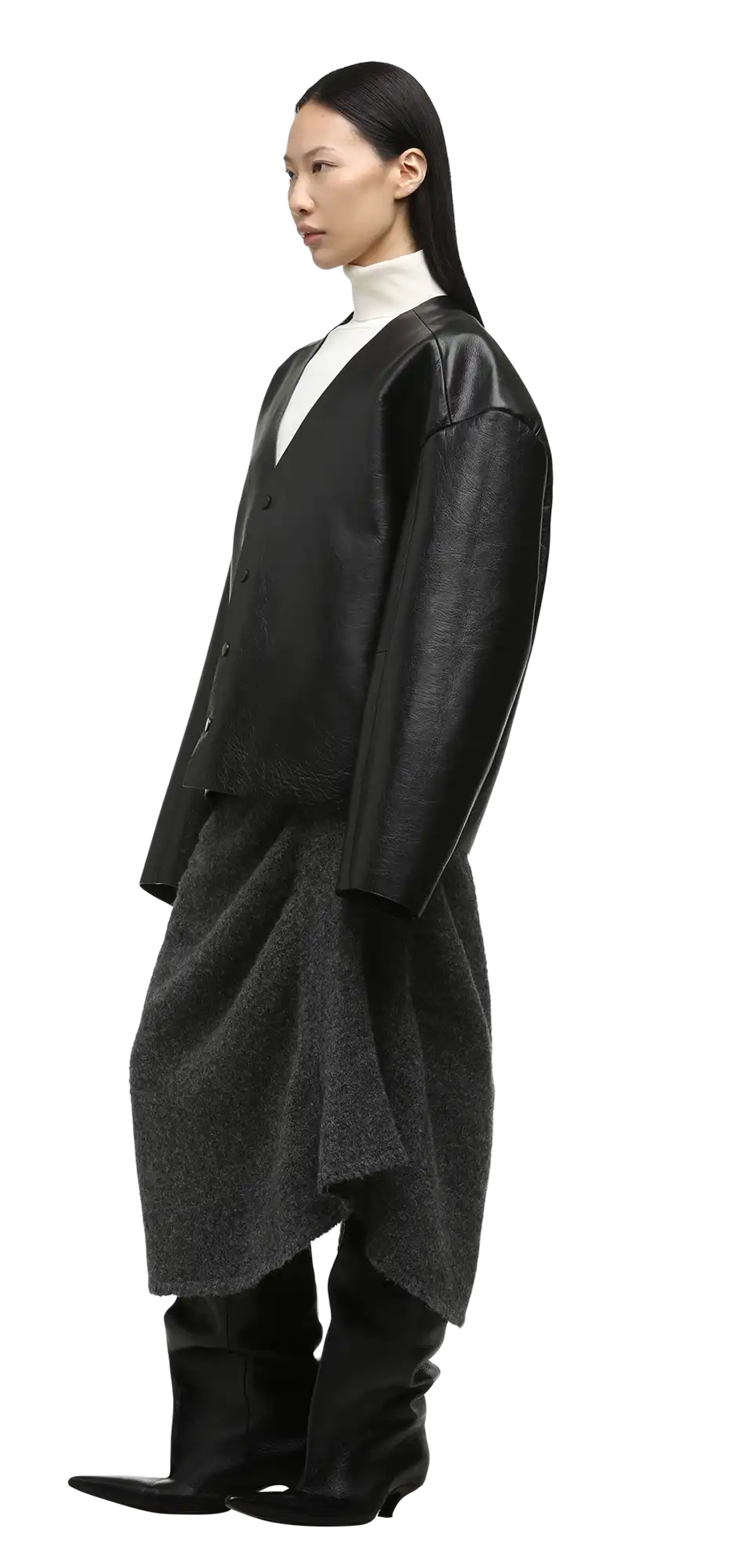 minimal leather jacket black leather - entire studios