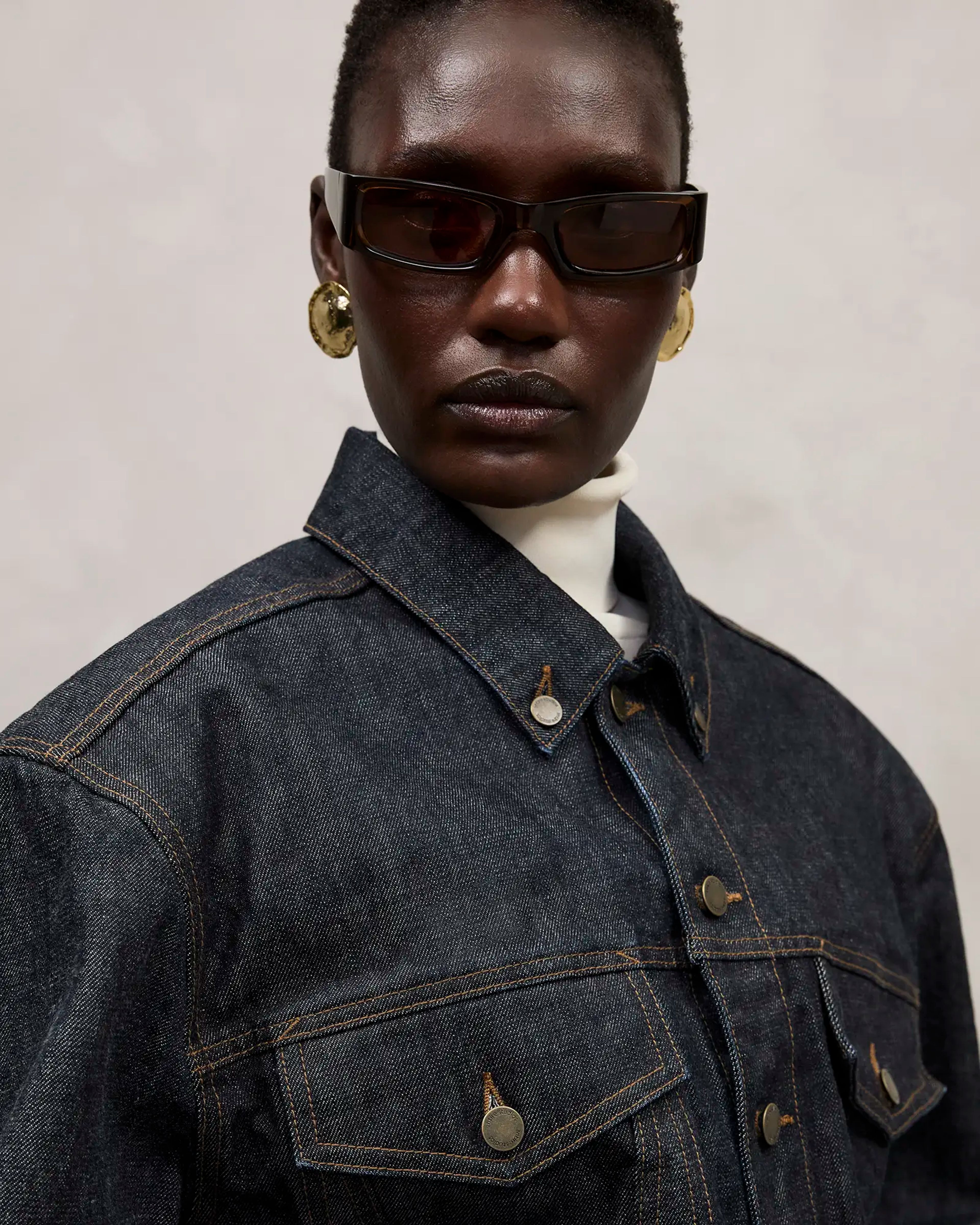 Shrunken Denim Jacket Raw Indigo - Image 1