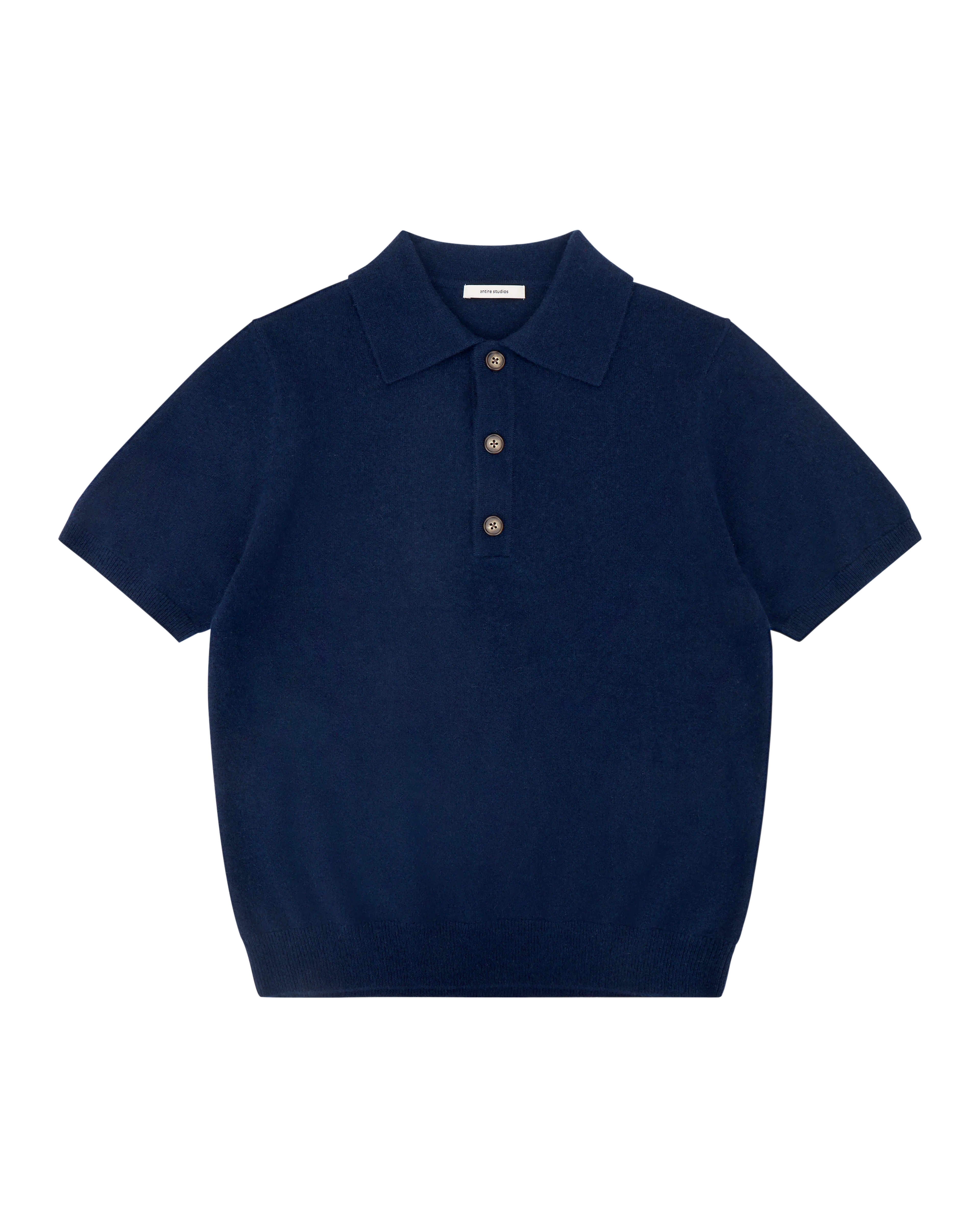 Short Sleeve Cashmere Knit Polo Navy - Image 5