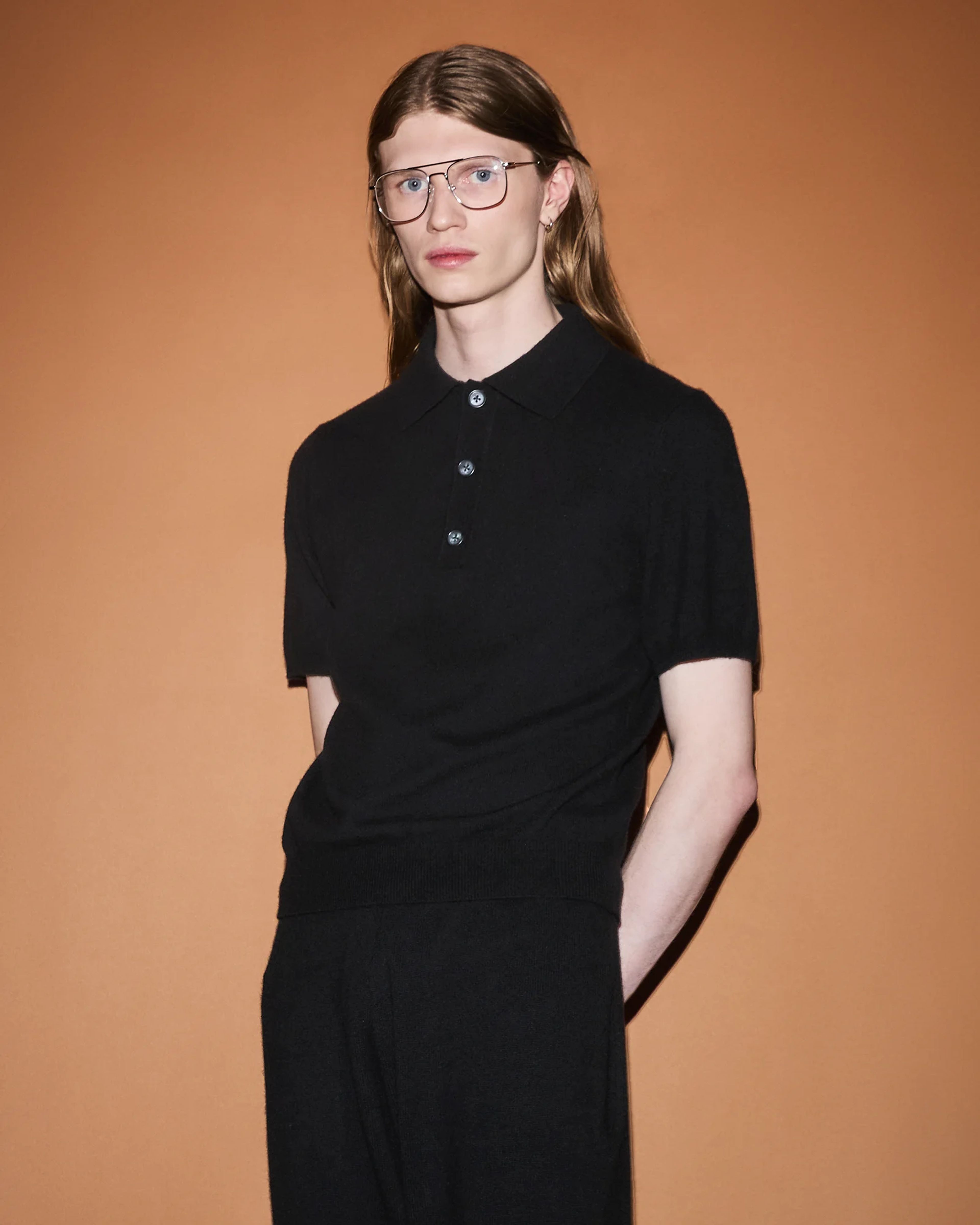 Short Sleeve Knit Polo Black - Image 1