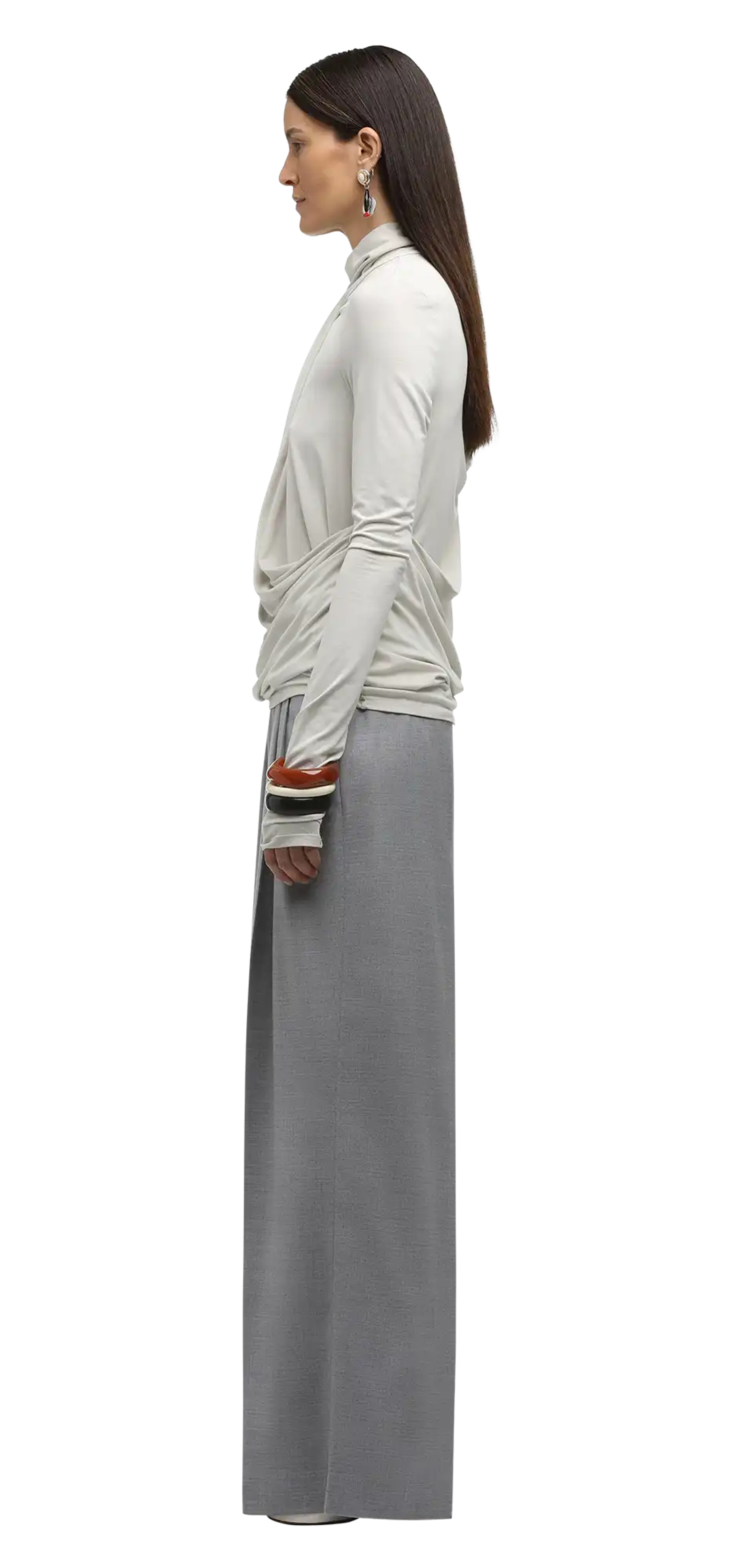 pleated-womens-pant-warm-gray character left view