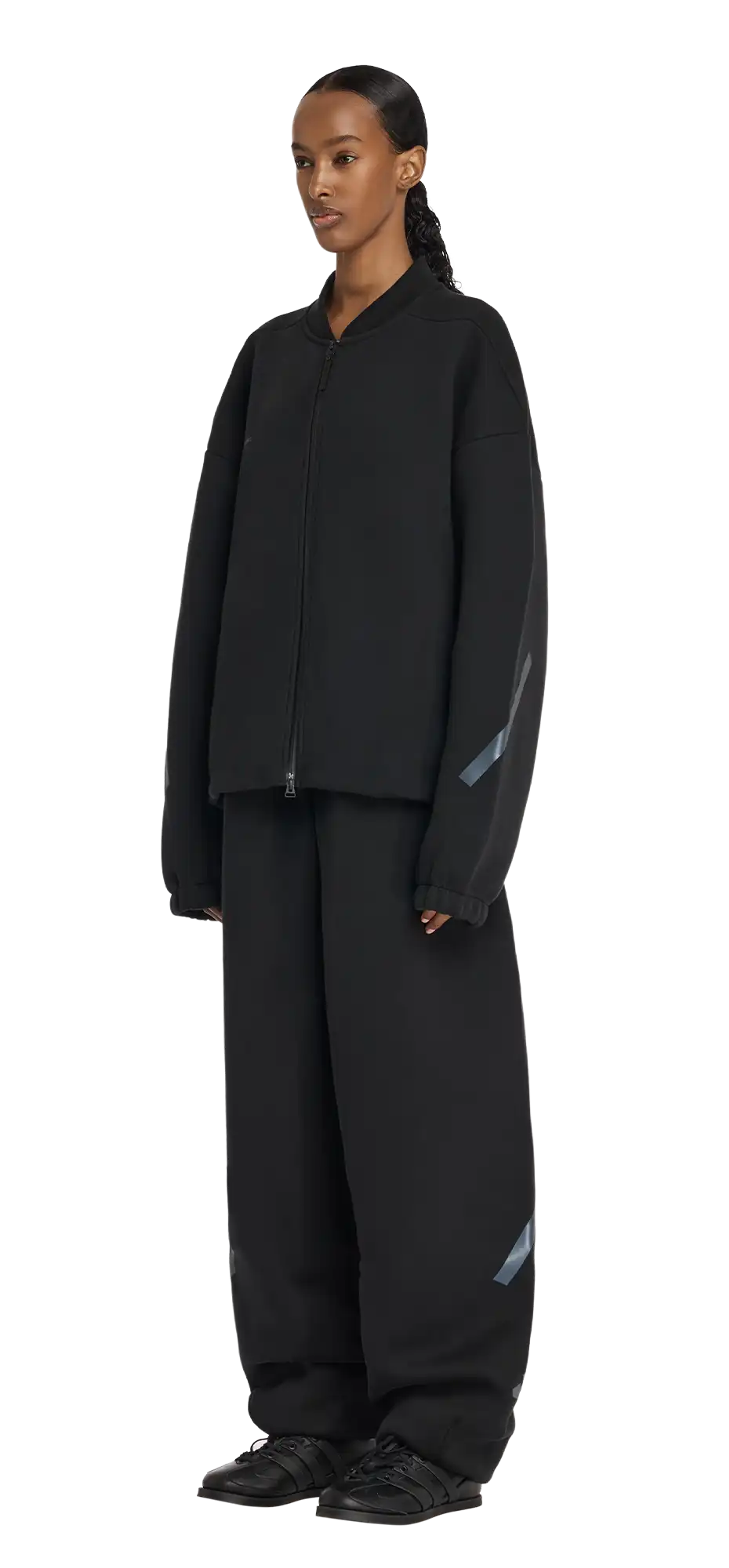 z.n.e. full zip knit black - entire studios