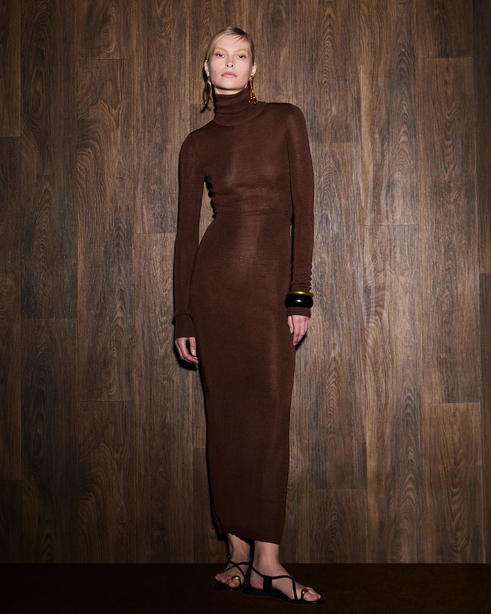turtleneck midi dress chocolate - entire studios turtleneck midi dress chocolate - entire studios
