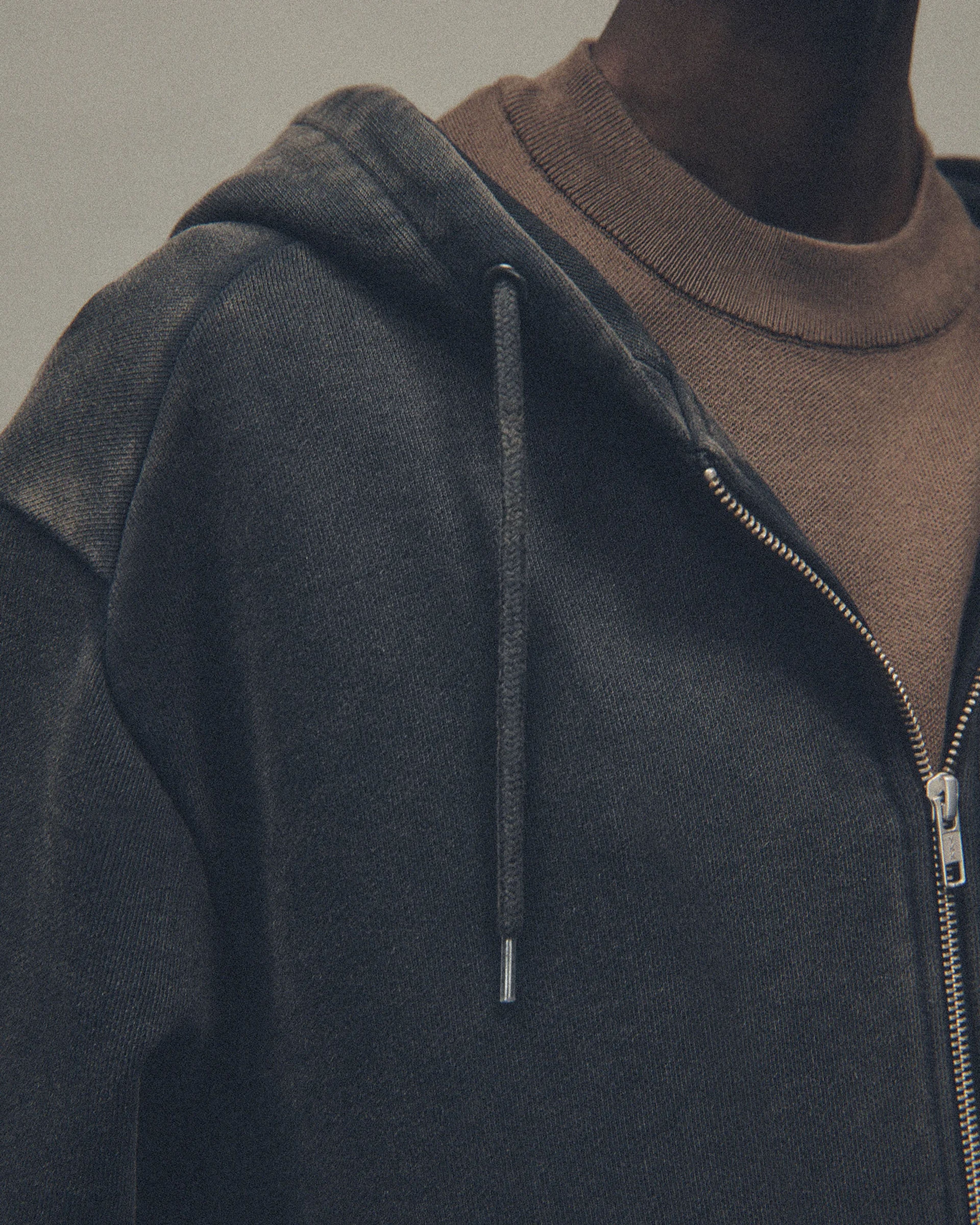 Slim Zip Up Washed Black - Image 4