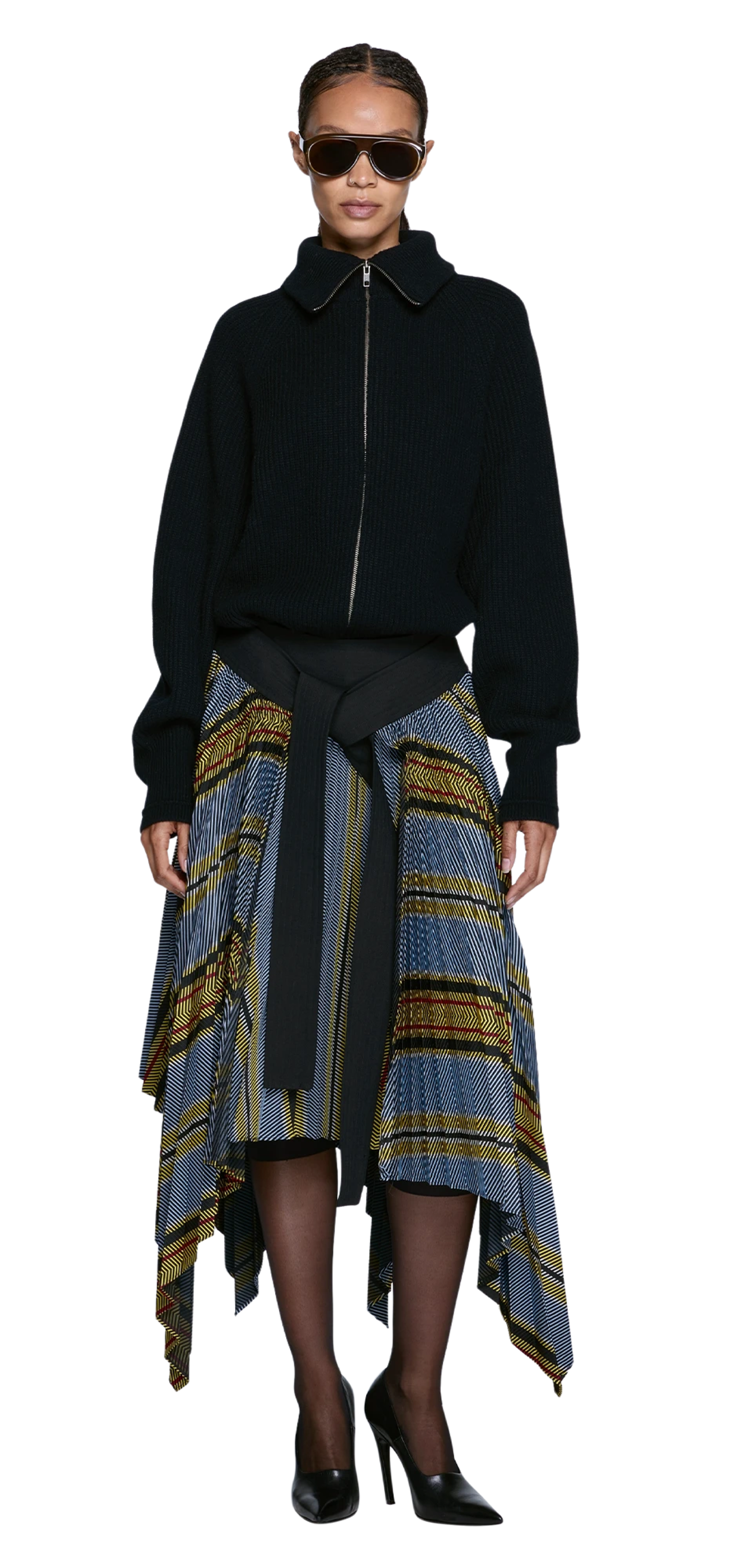 panel-pleat-skirt-signal character front view
