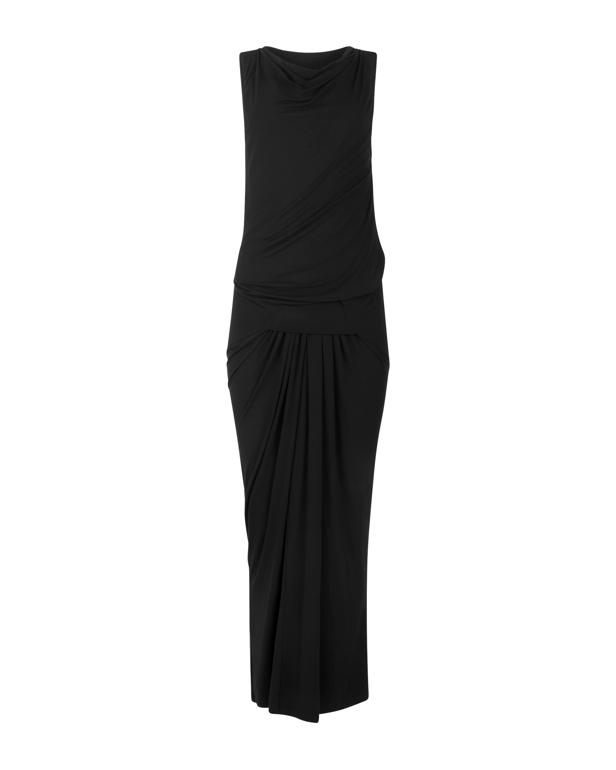 black drape dress Henley Slinky Maxi / | MESHKI Crafted in a rich ANJA ONE SHOULDER DRAPED MAXI