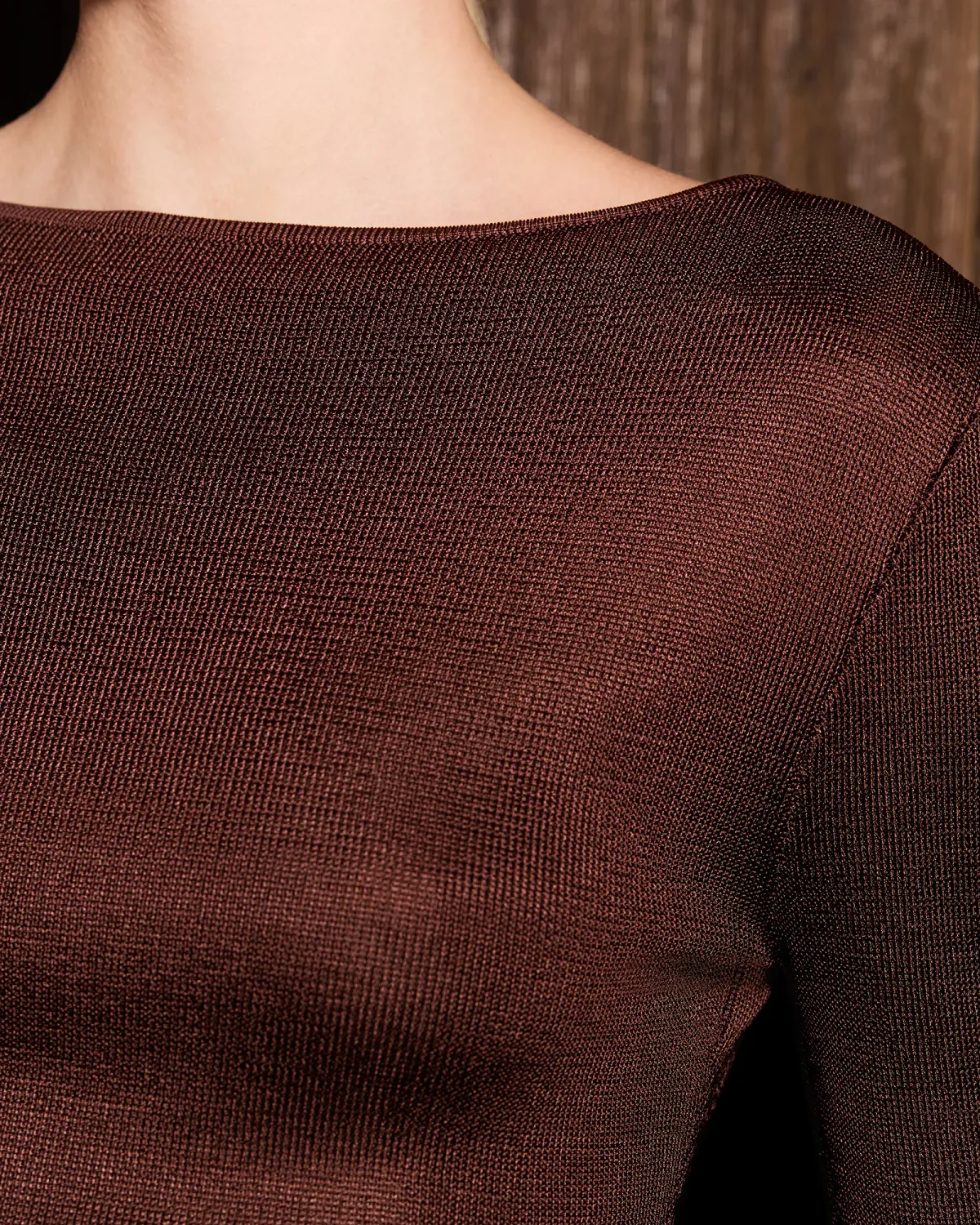 LS Boat Neck Top Chocolate - Image 2