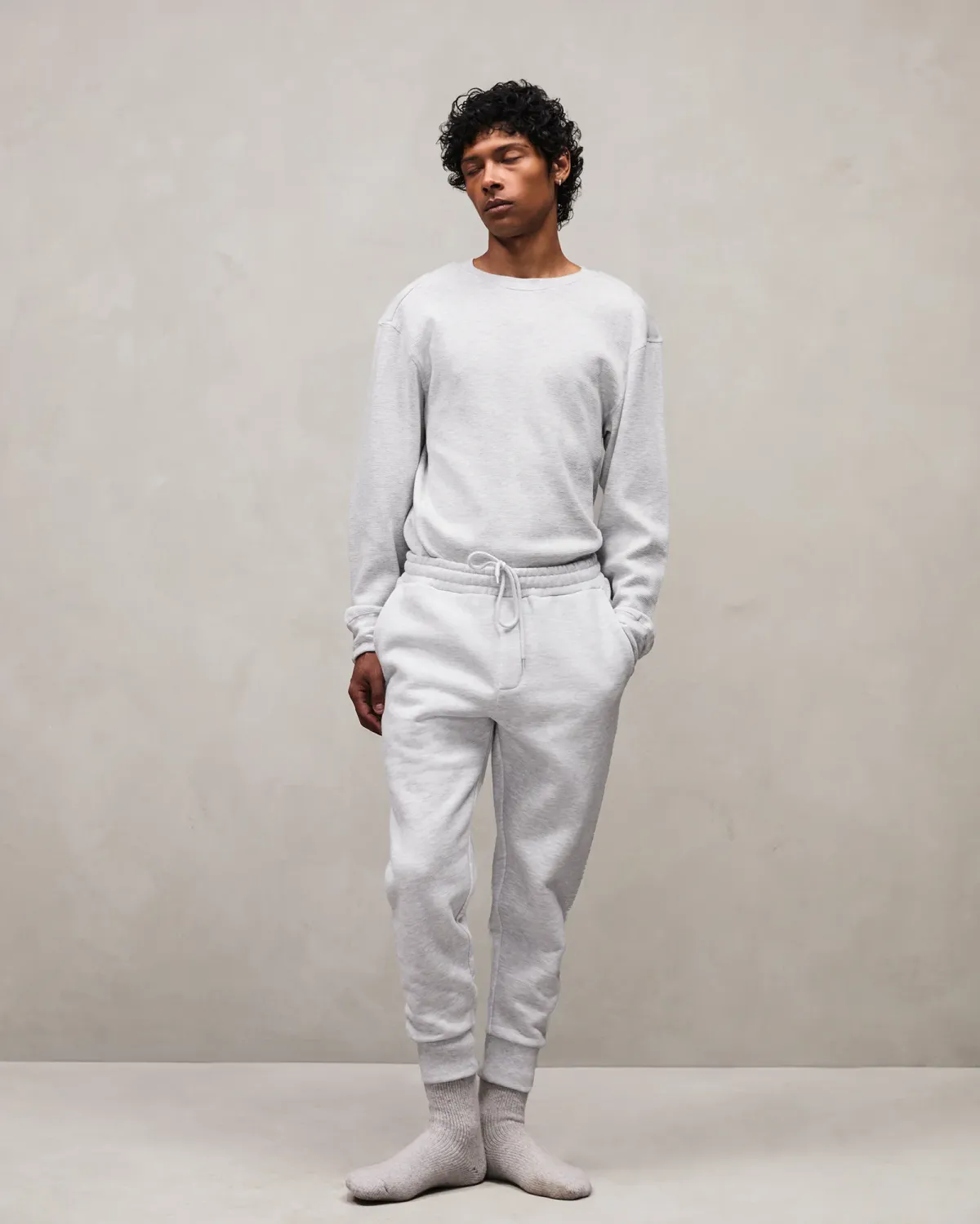 thermal long sleeve heather grey - entire studios