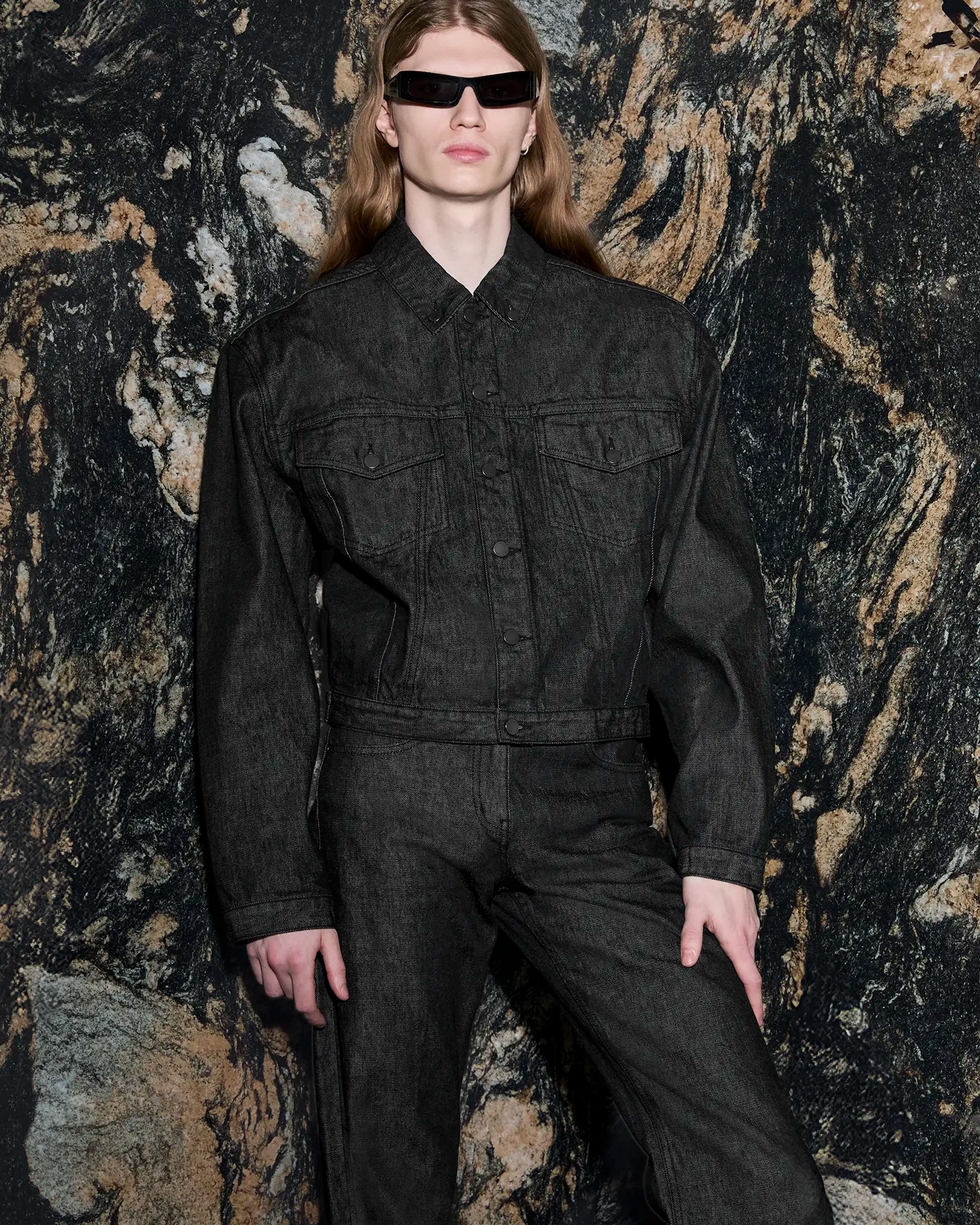 Shrunken Denim Jacket Raw Black - Image 2