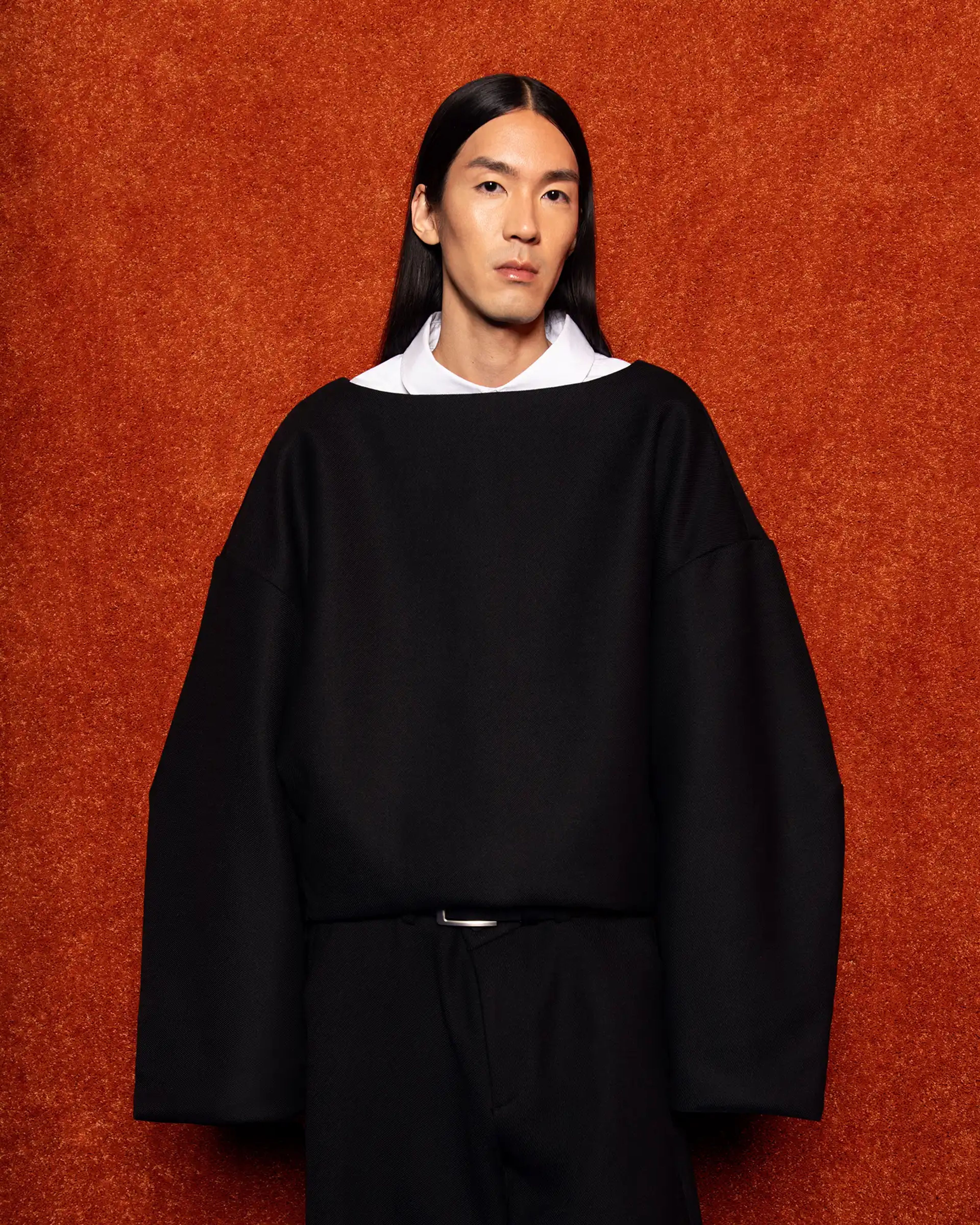 Boat Neck Jumper Black Wool - Image 1