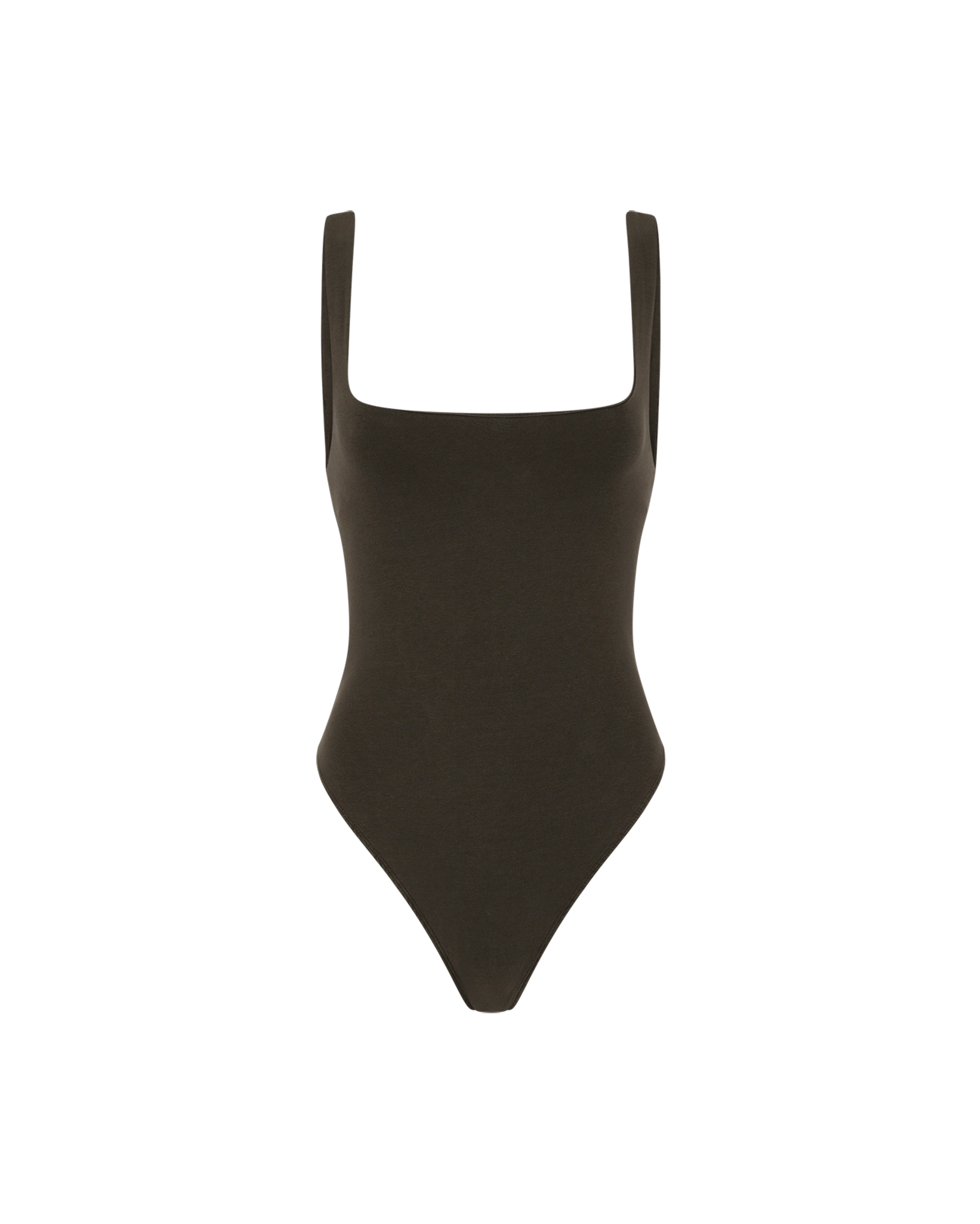 Square Neck Bodysuit Cotton Spandex Brunette - Image 1