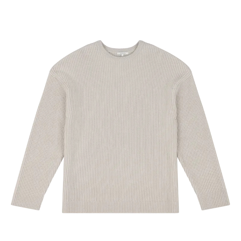 oversize-knit-crewneck-beige garment view
