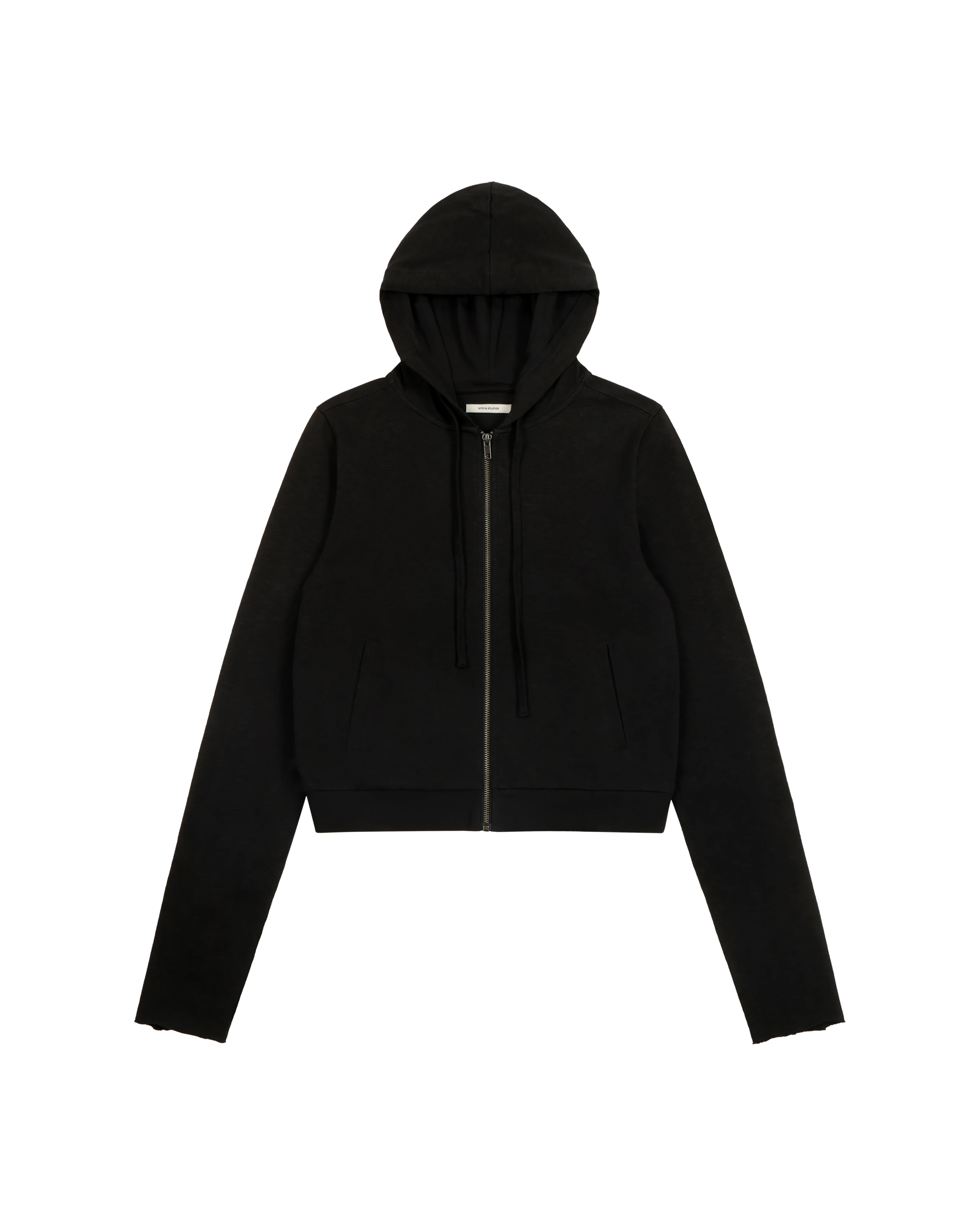 Lightweight Cropped Zip Up Black - Image 6