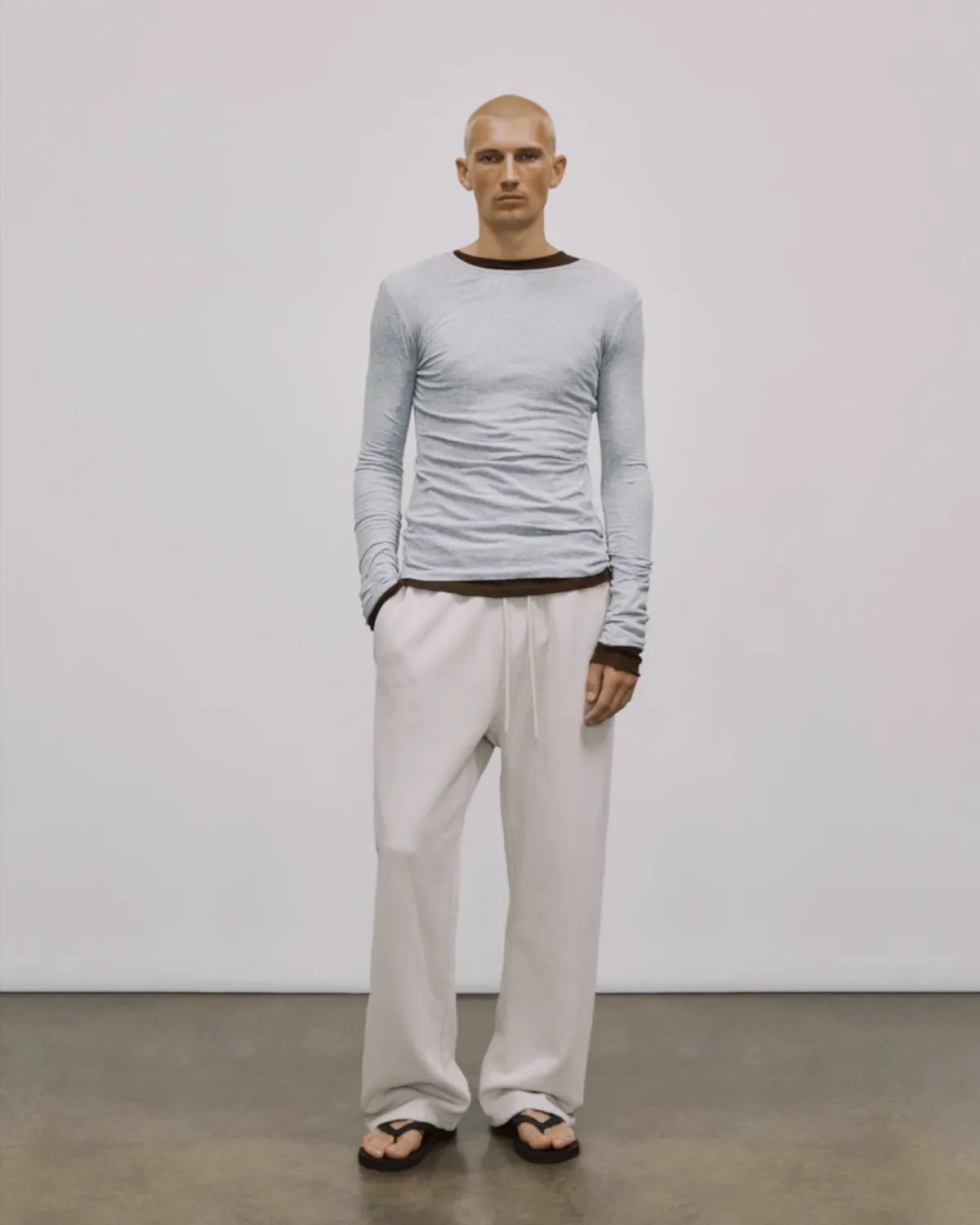 Sheer Long Sleeve Grey Marle - Image 2