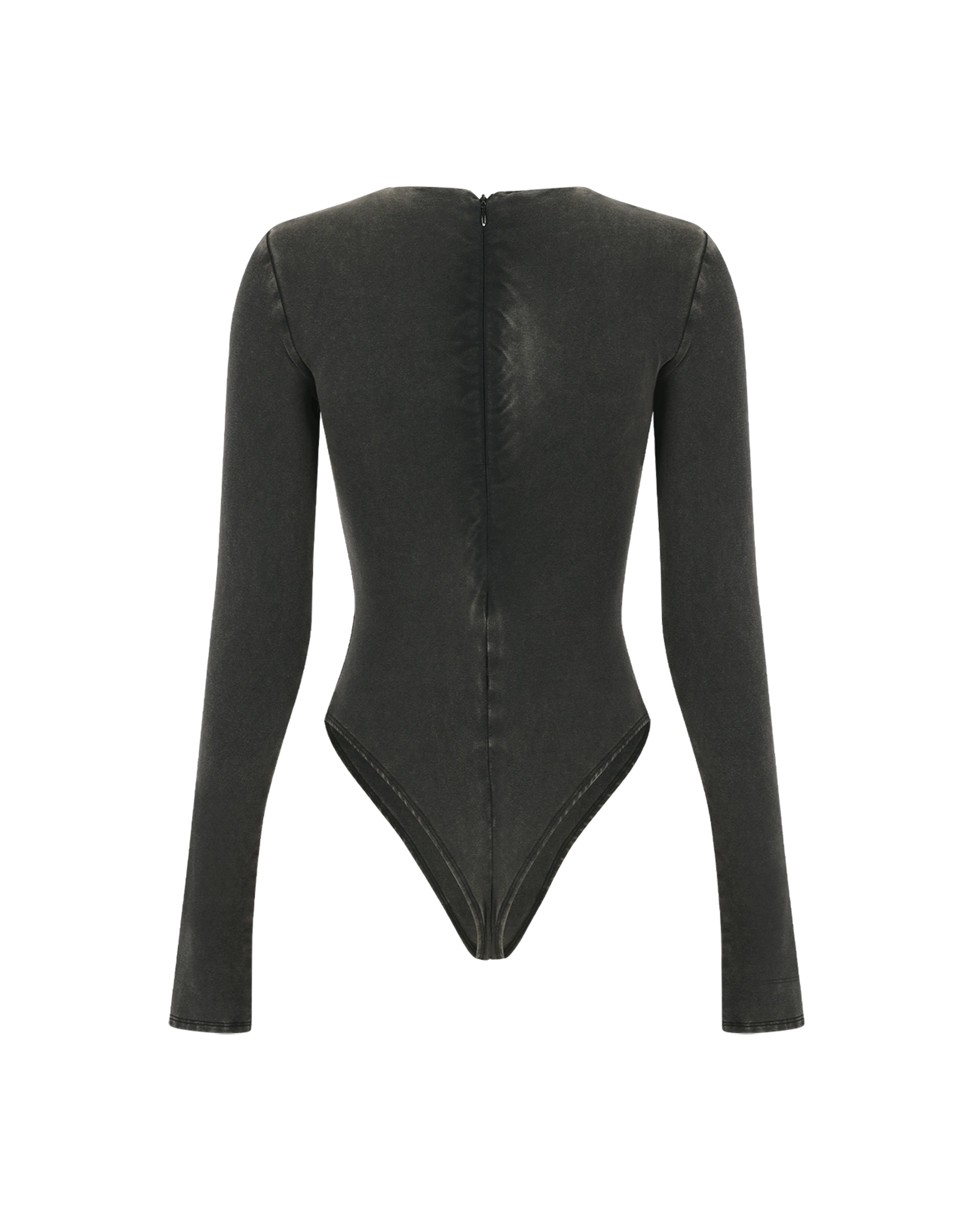 LS Bodysuit Cotton Spandex Washed Black - Image 2