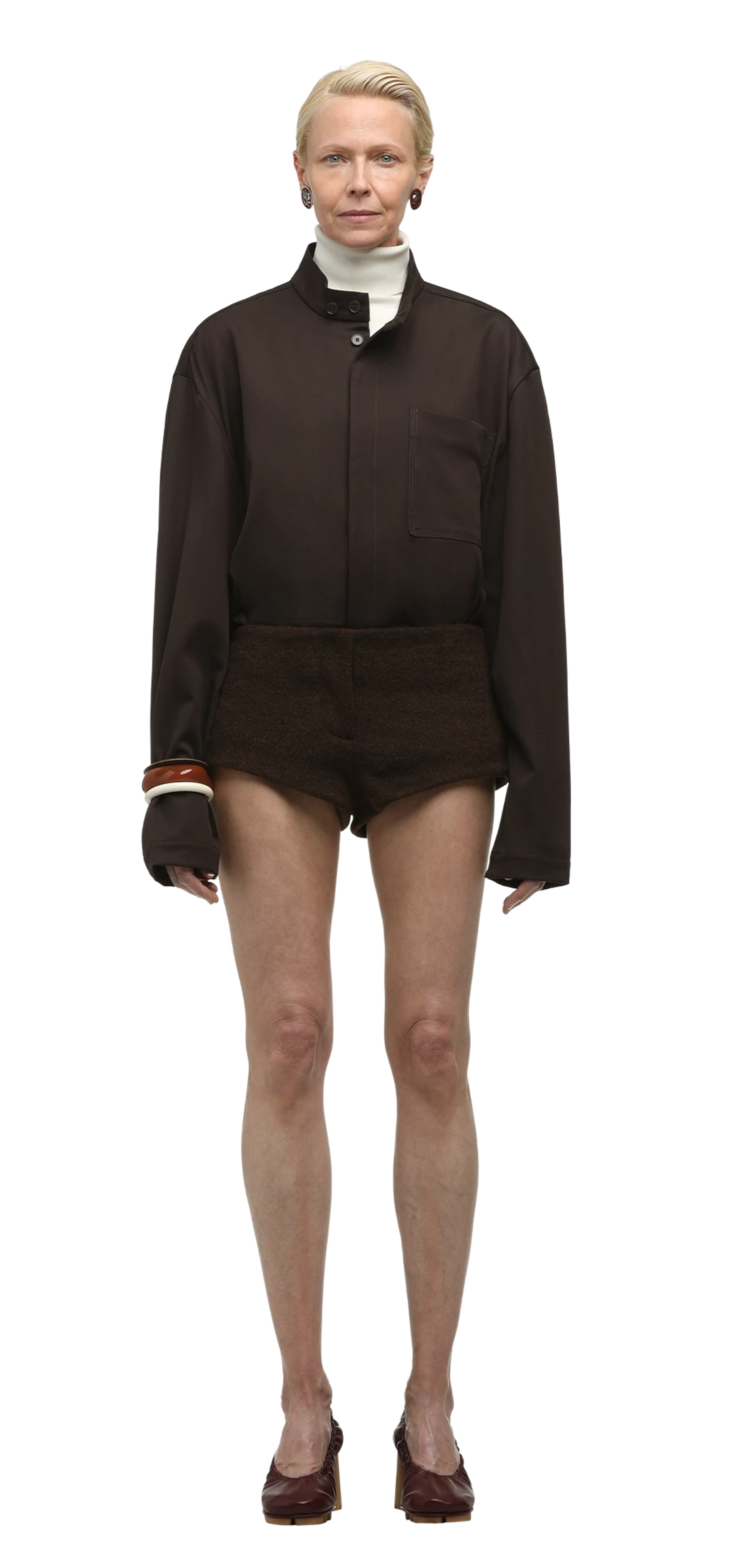 puppy-shorts-brown character front view