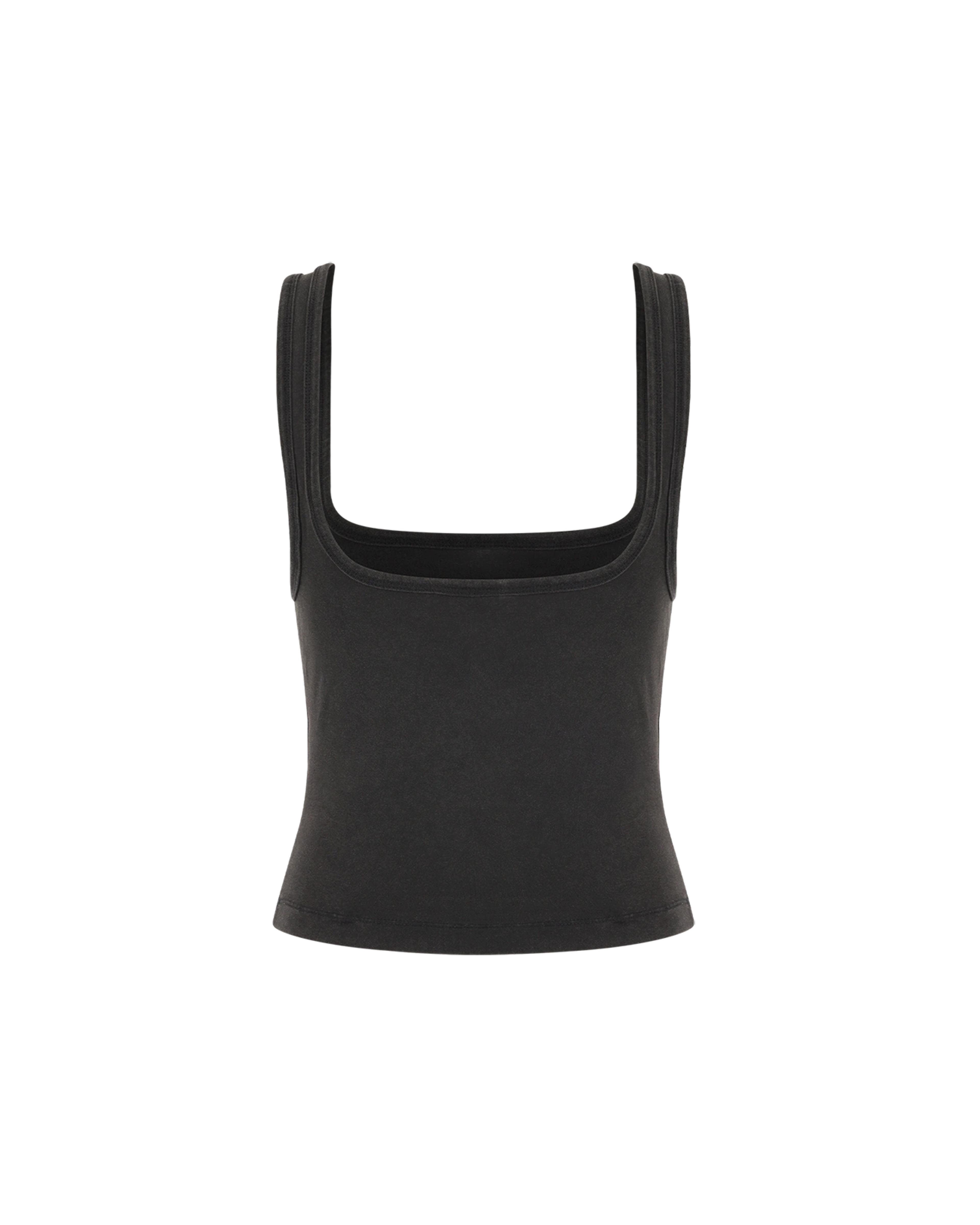 Square Neck Tank Washed Black - Image 2