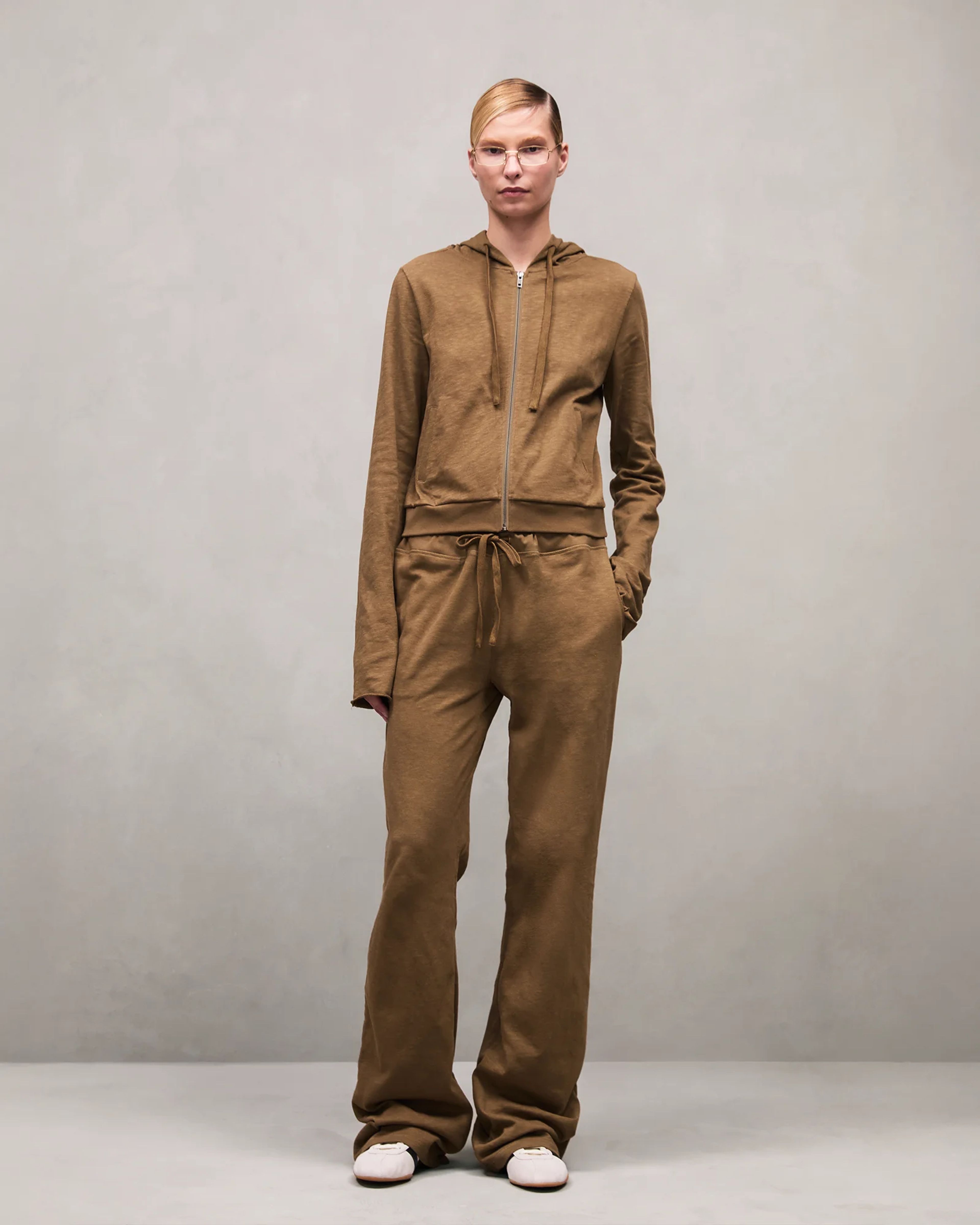 Lightweight Cropped Zip Up Dune - Image 1
