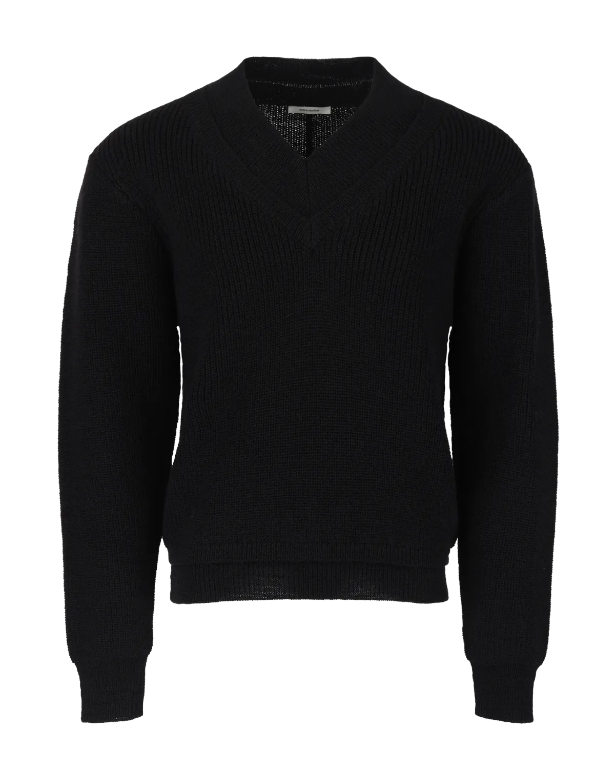Knit V-Neck Black - Image 2