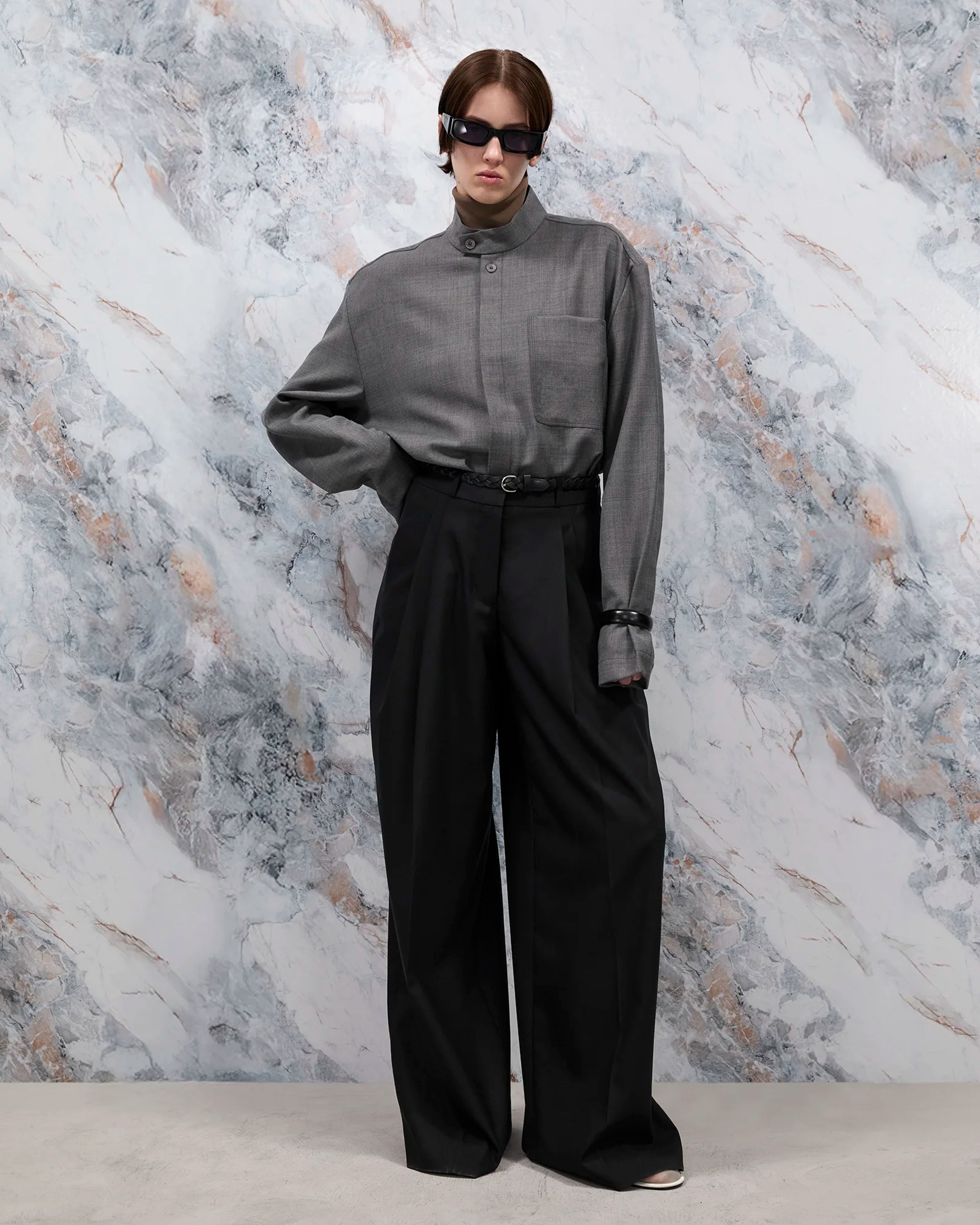 Pleated Womens Pant Black Wool - Image 1