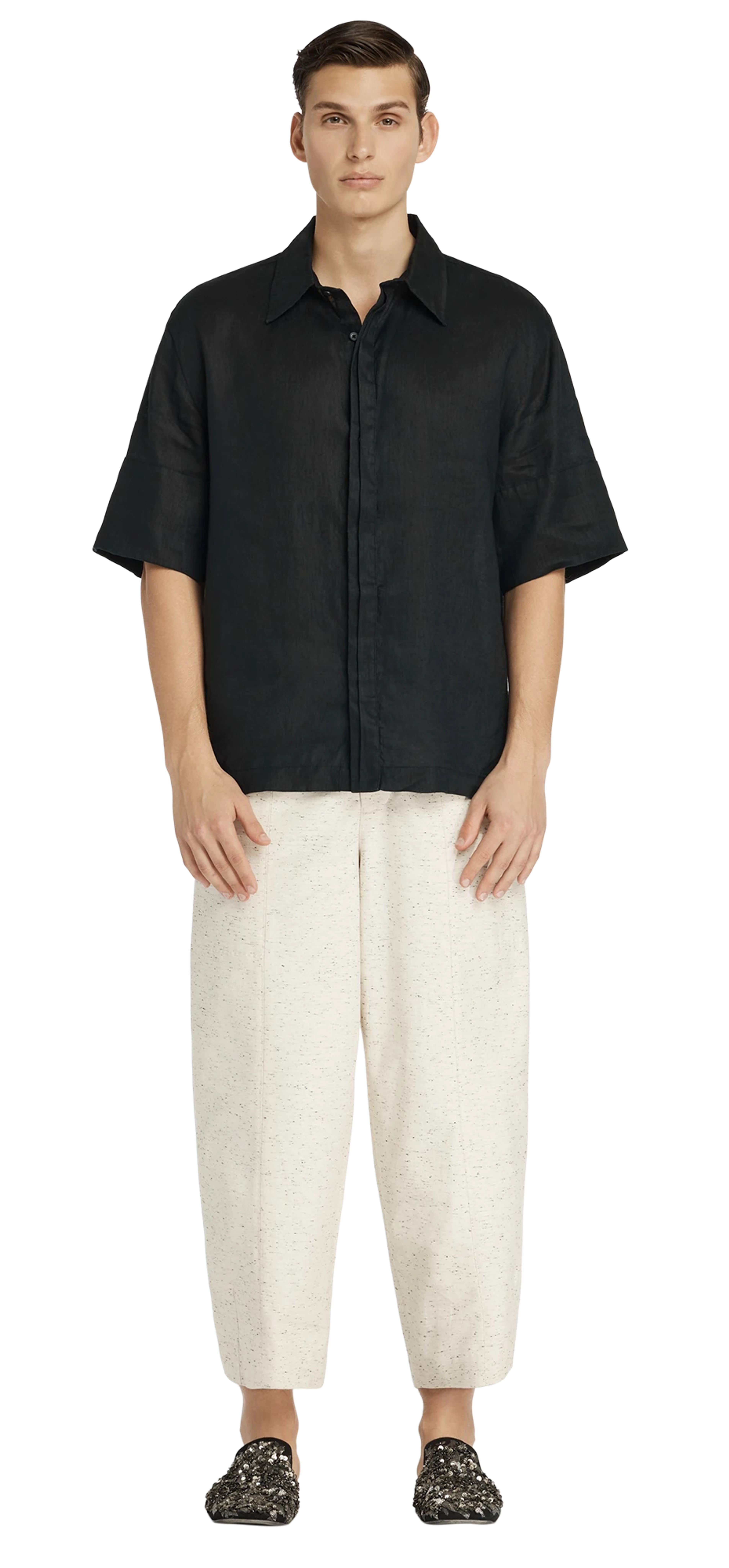 ojai-shirt-black-linen character front view