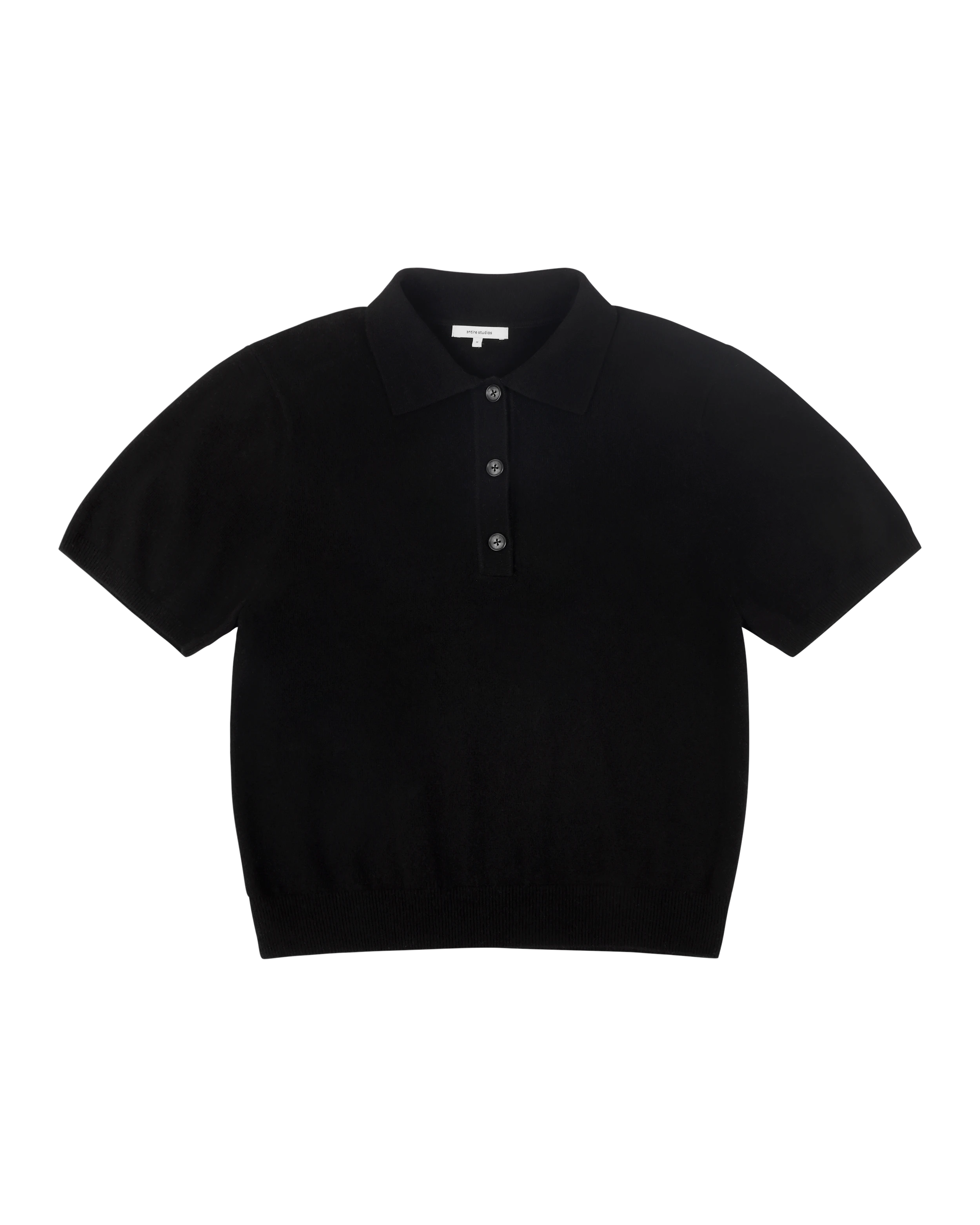 Short Sleeve Knit Polo Black - Image 3