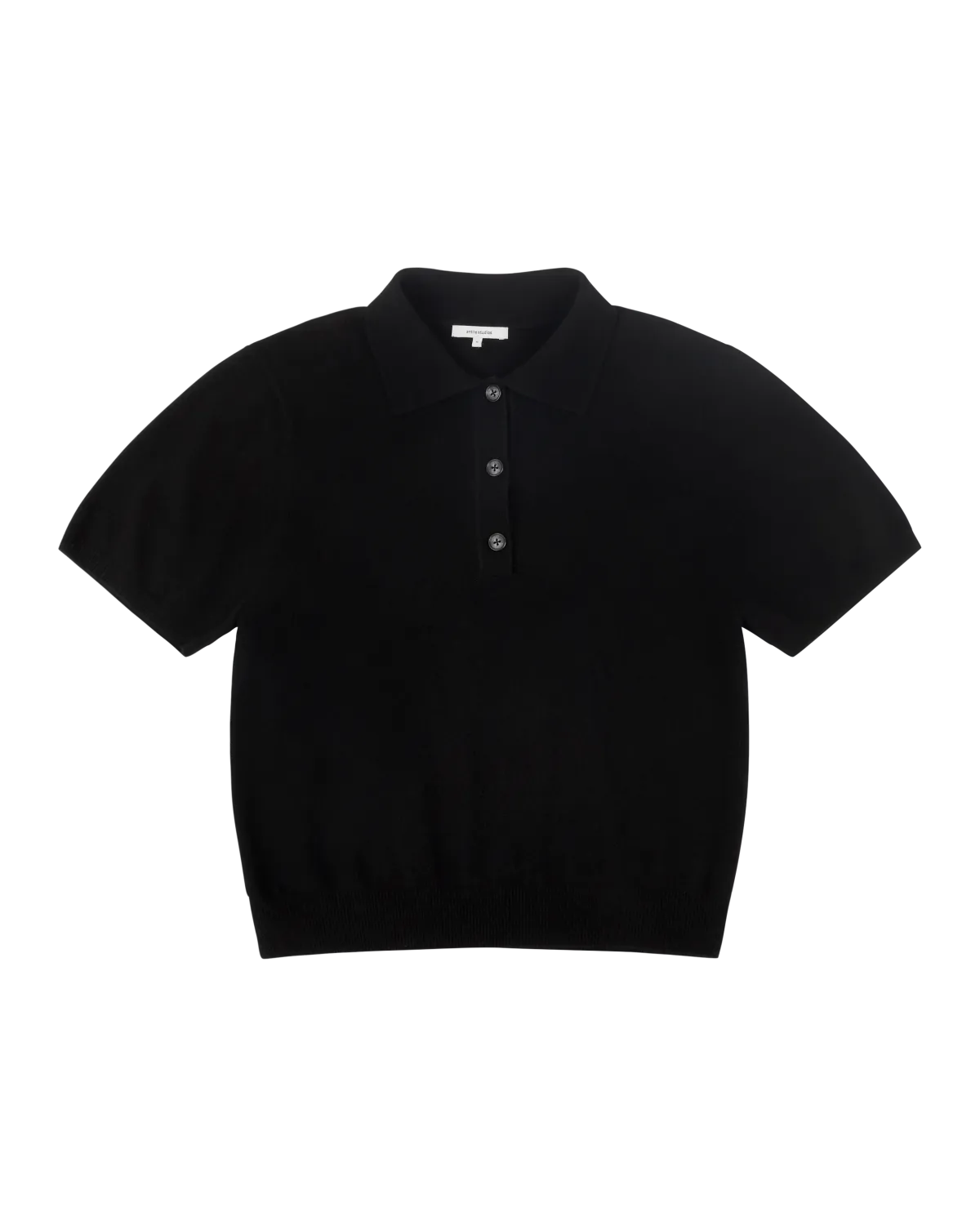 Short Sleeve Cashmere Knit Polo Black - Image 3