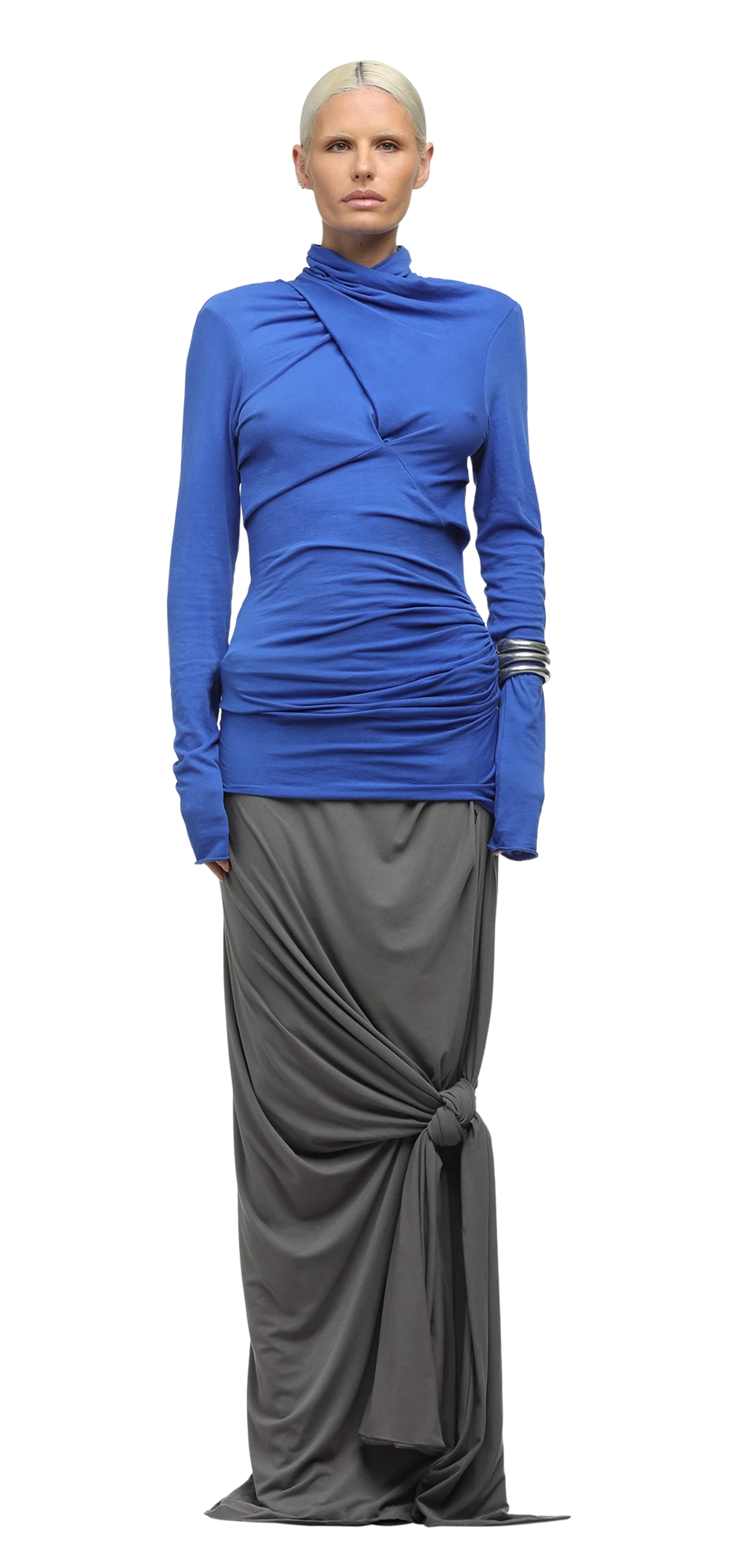 lumiere-scarf-skirt-deep-grey character front view
