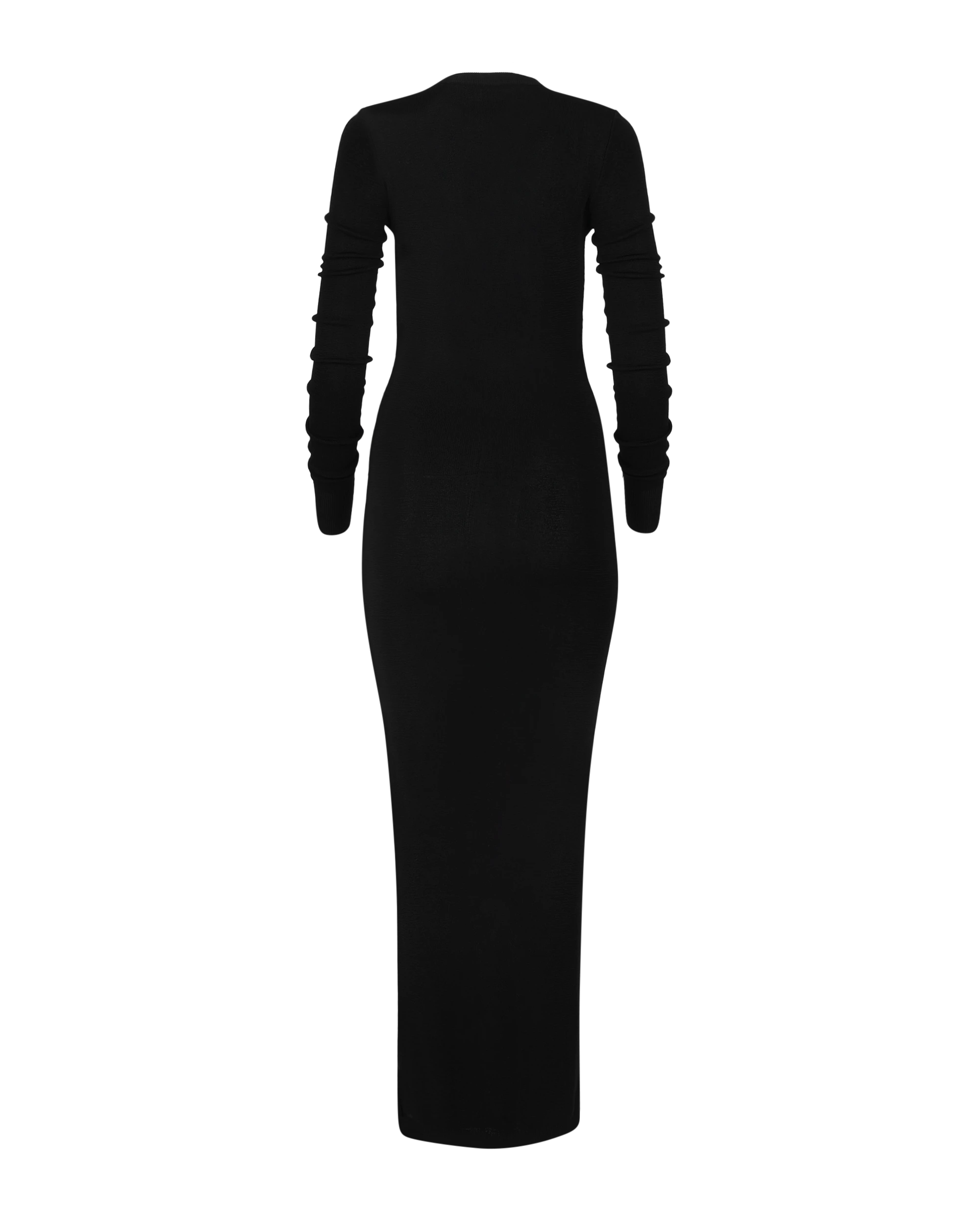 Long Sleeve V-Neck Midi Black - Image 4
