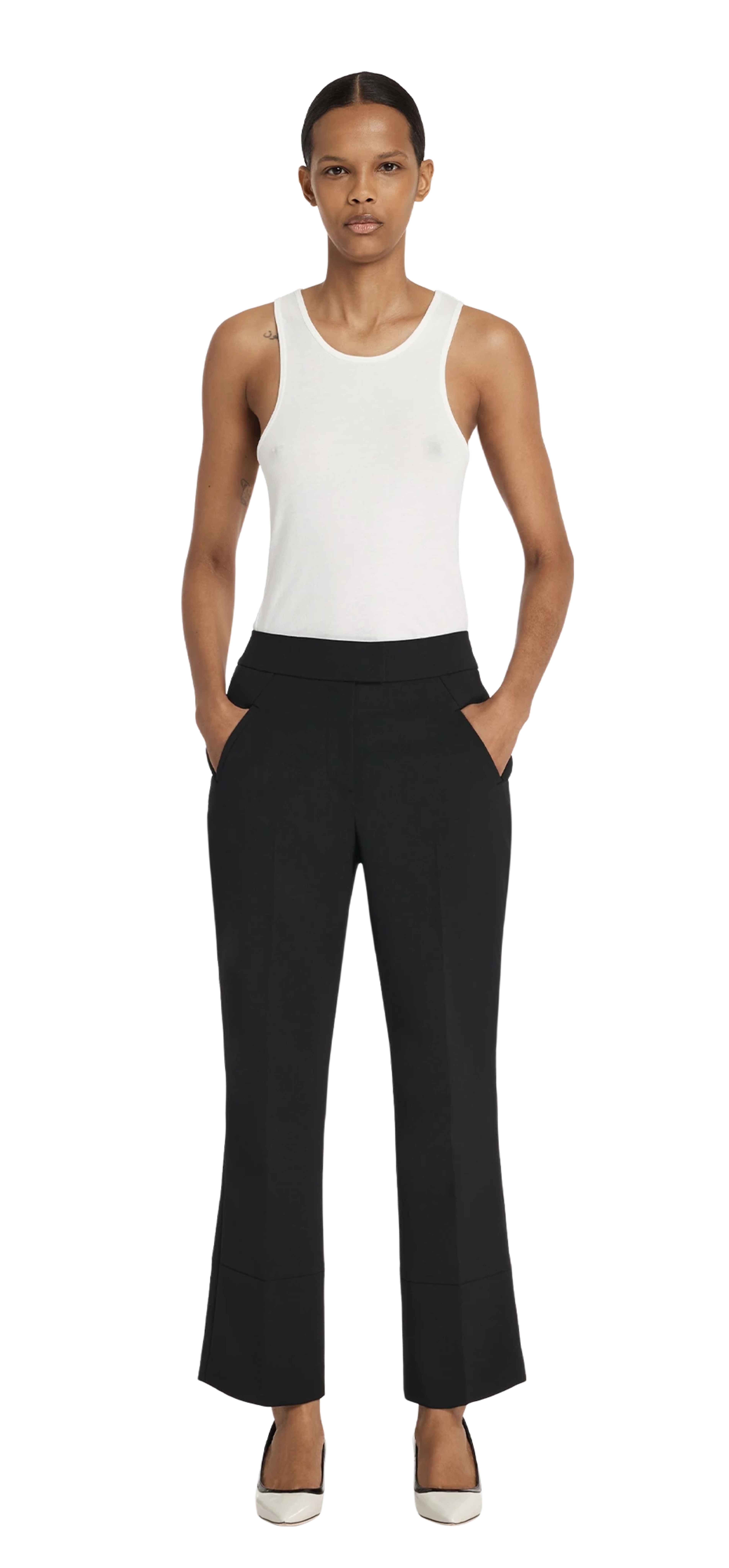 step-hem-pants-black-wool character front view