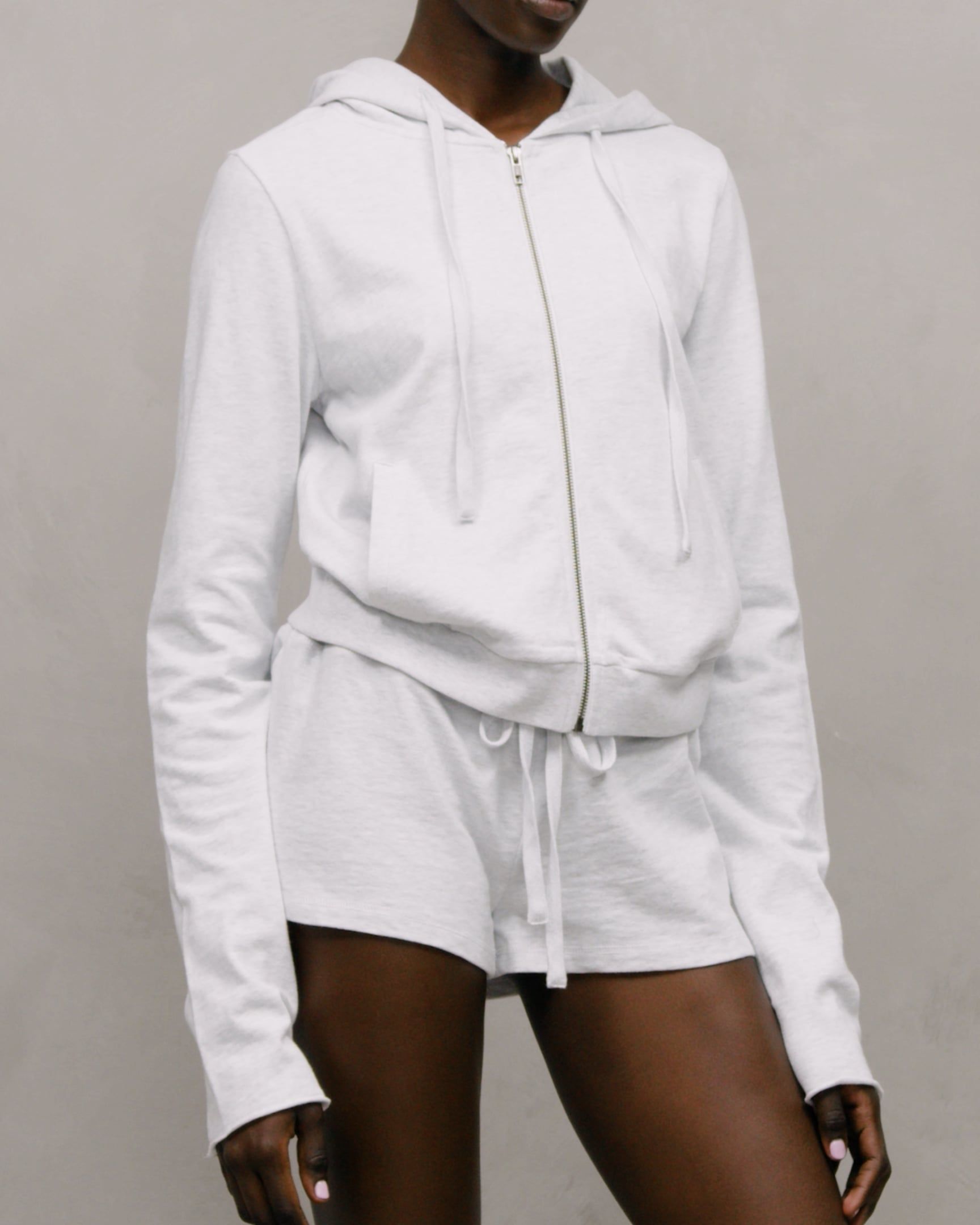 lightweight cropped zip up heather grey - entire studios