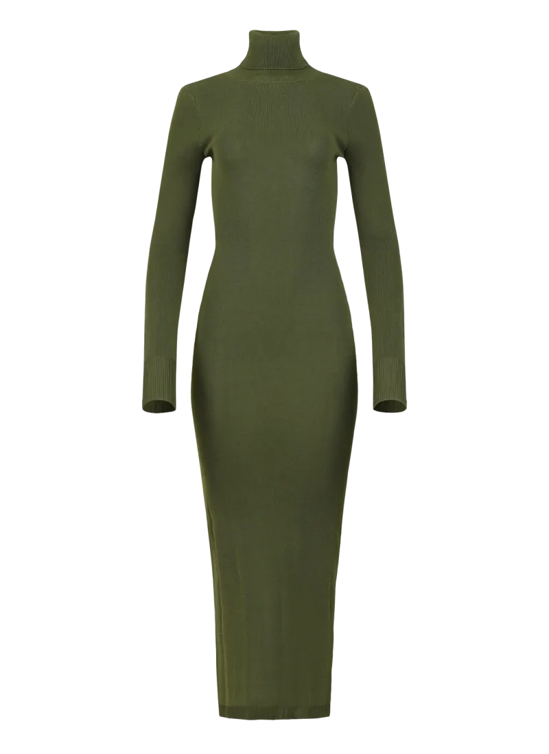 turtleneck-midi-dress-moss garment view