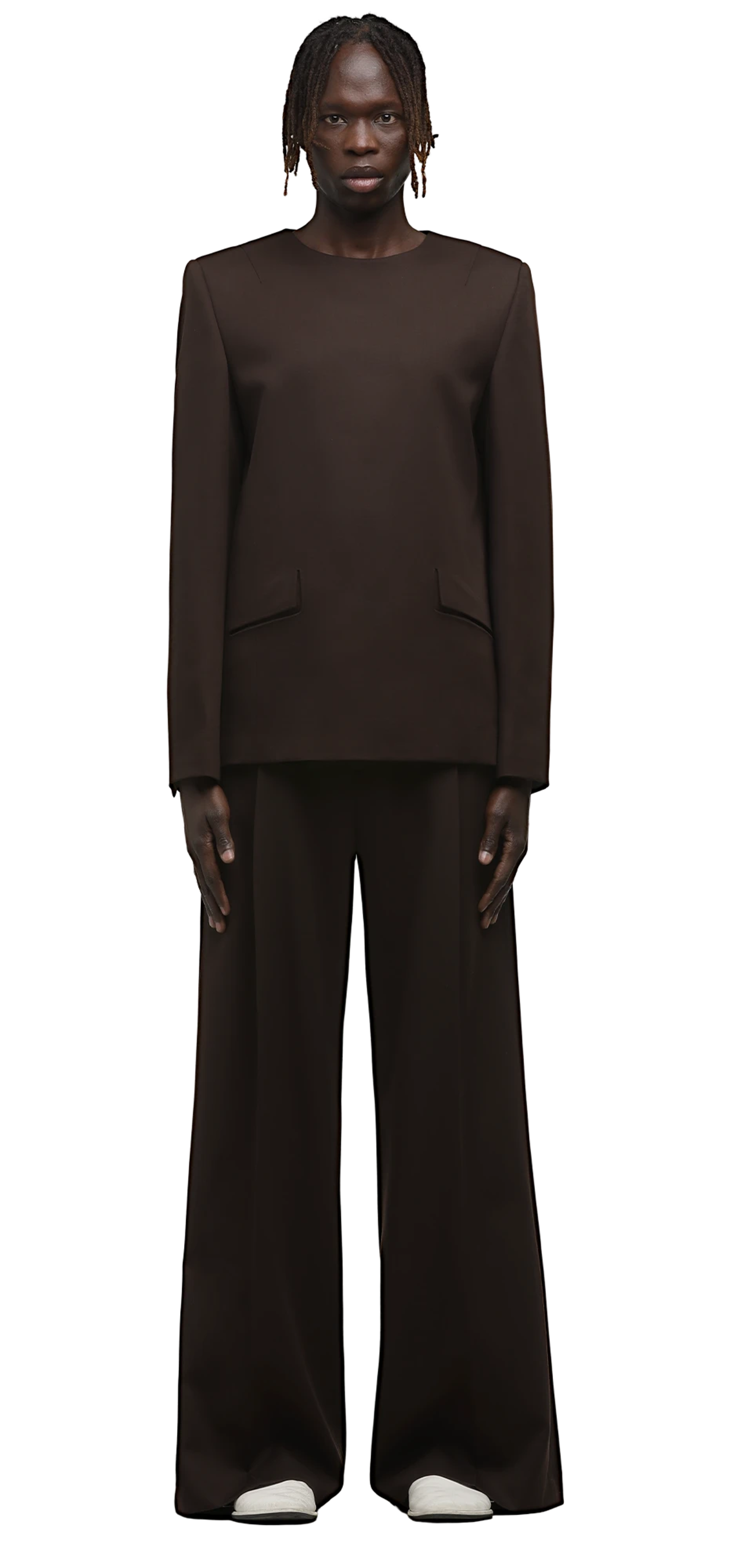 tailored-top-tobacco character front view