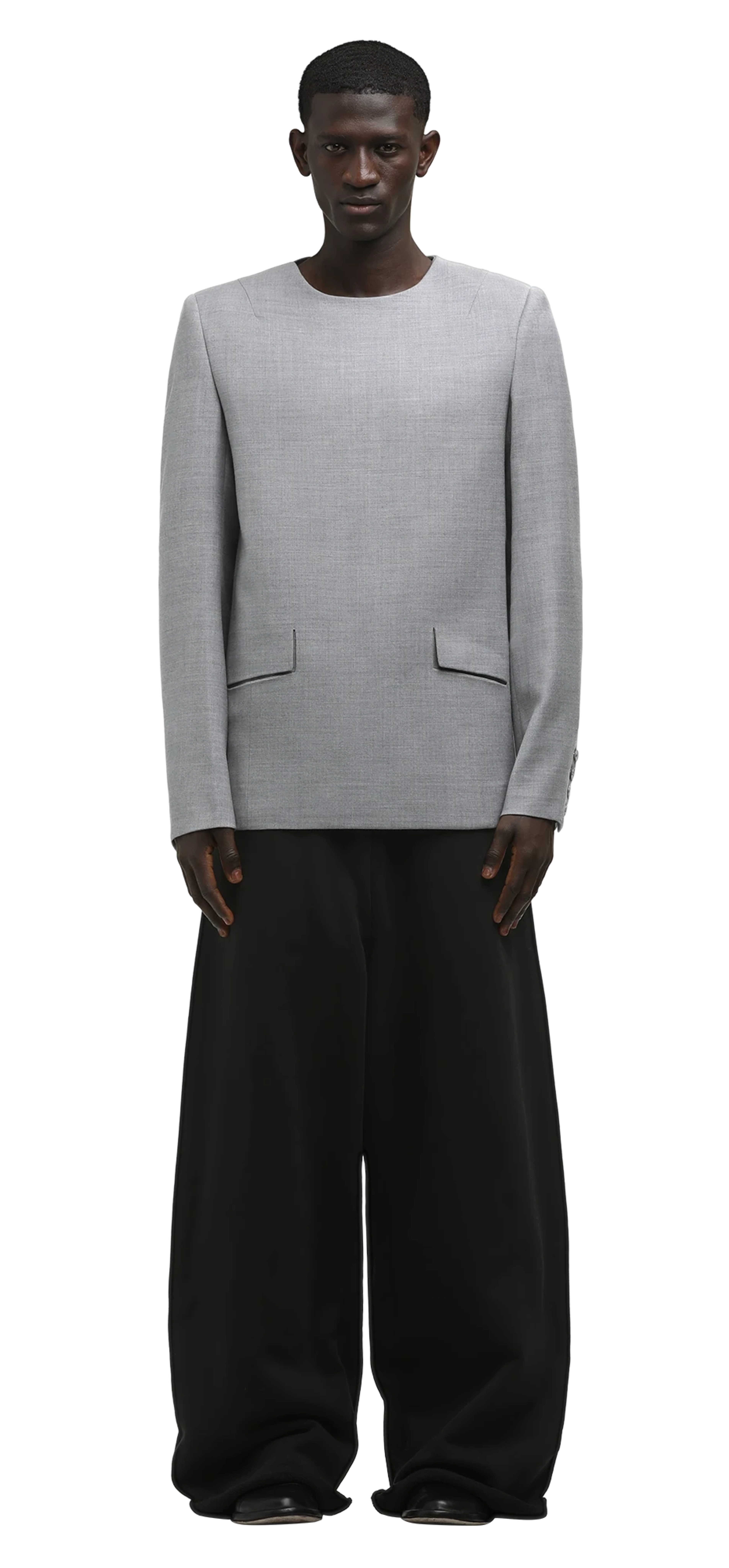 tailored-top-warm-gray character front view