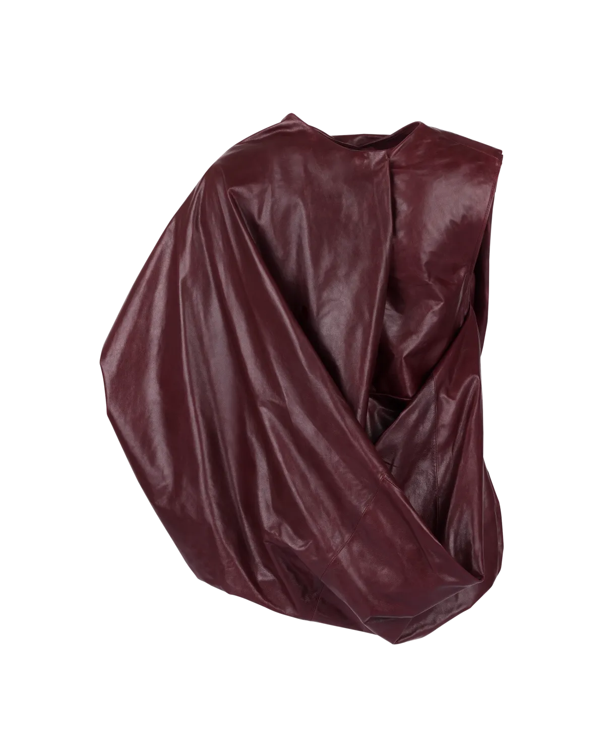 Leather Side Drape Top Merlot - Image 3
