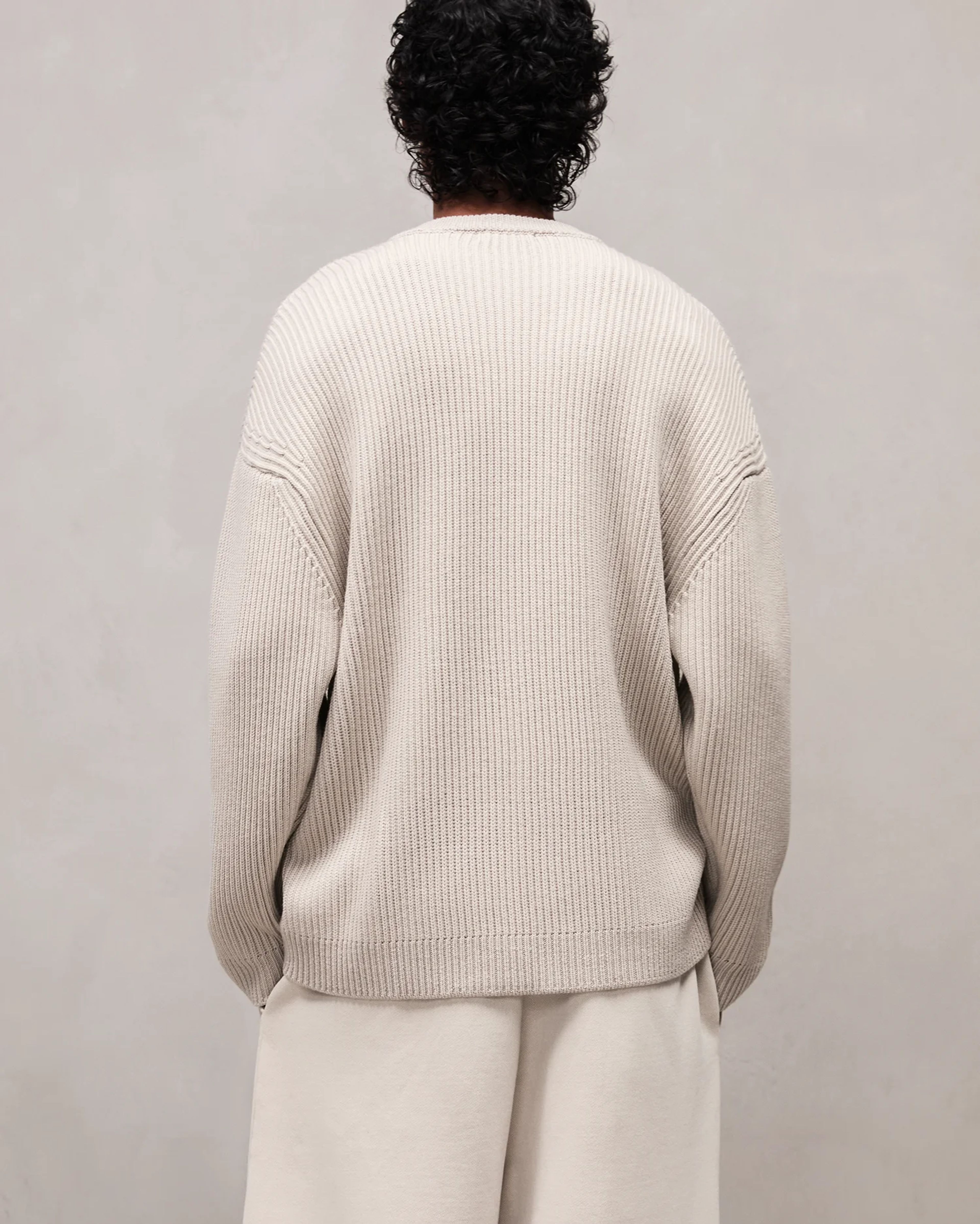 Oversize Knit Crewneck Beige - Image 6