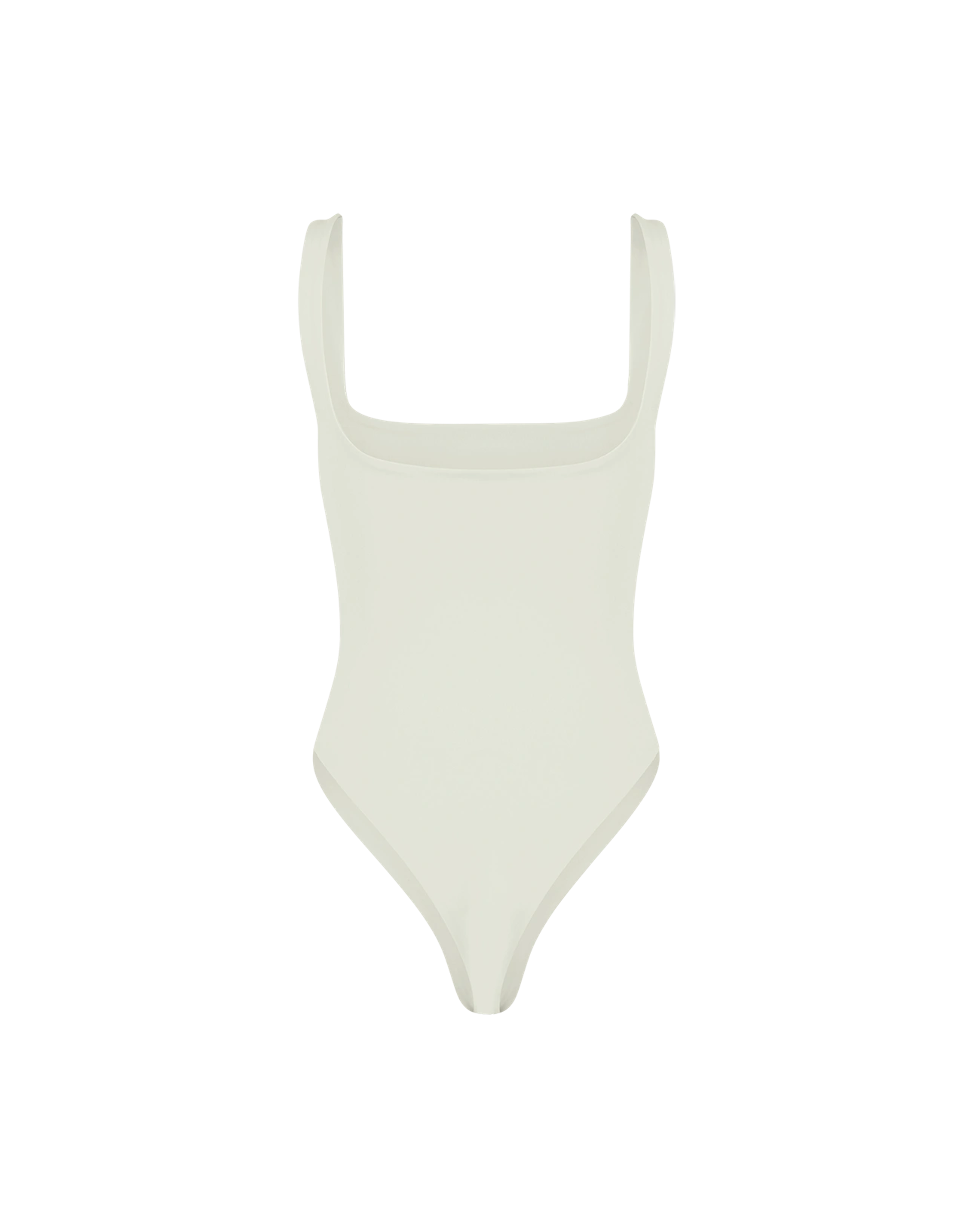 Square Neck Bodysuit Nylon Spandex Rice - Image 2