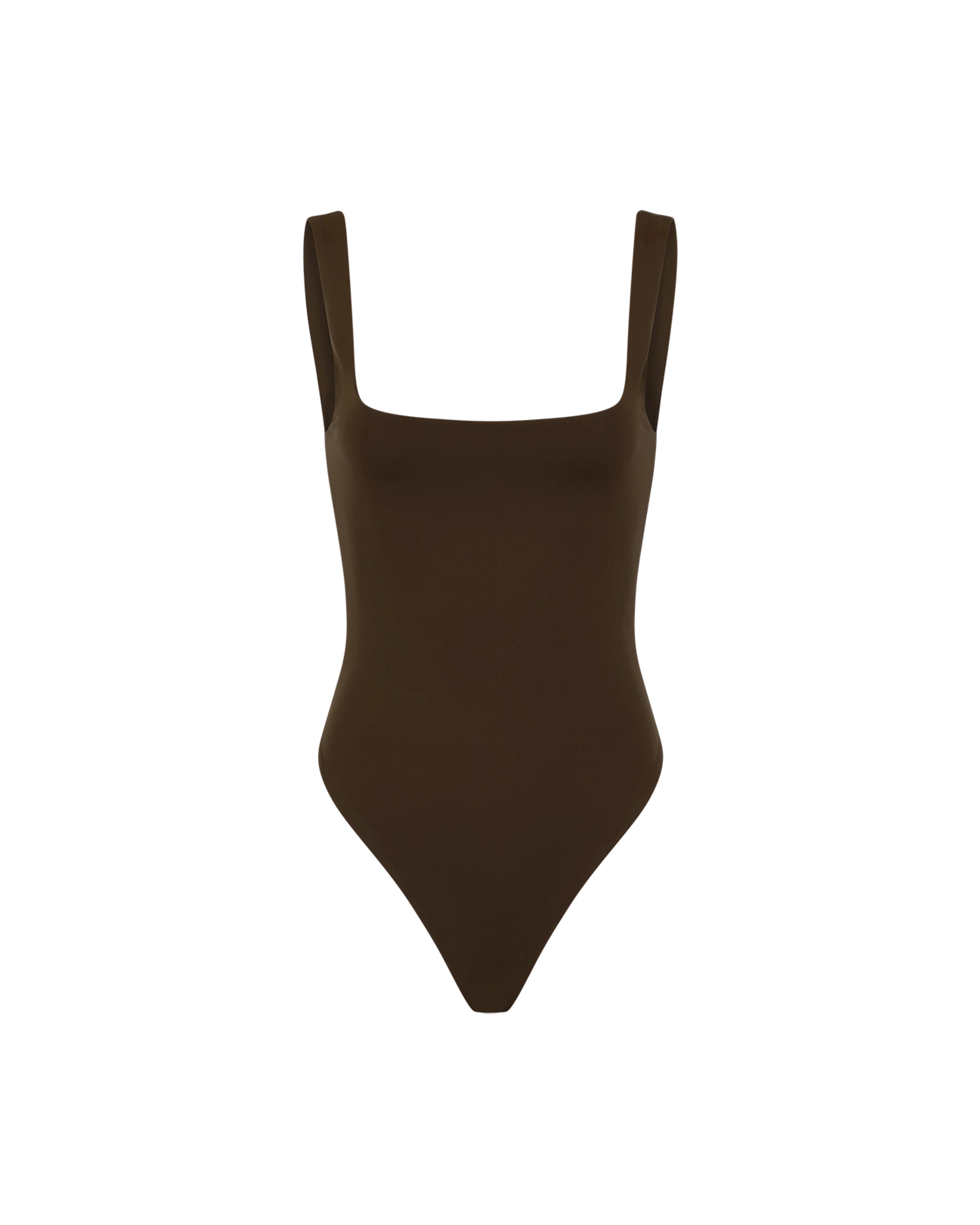 Square Neck Bodysuit Nylon Spandex Brunette - Image 1