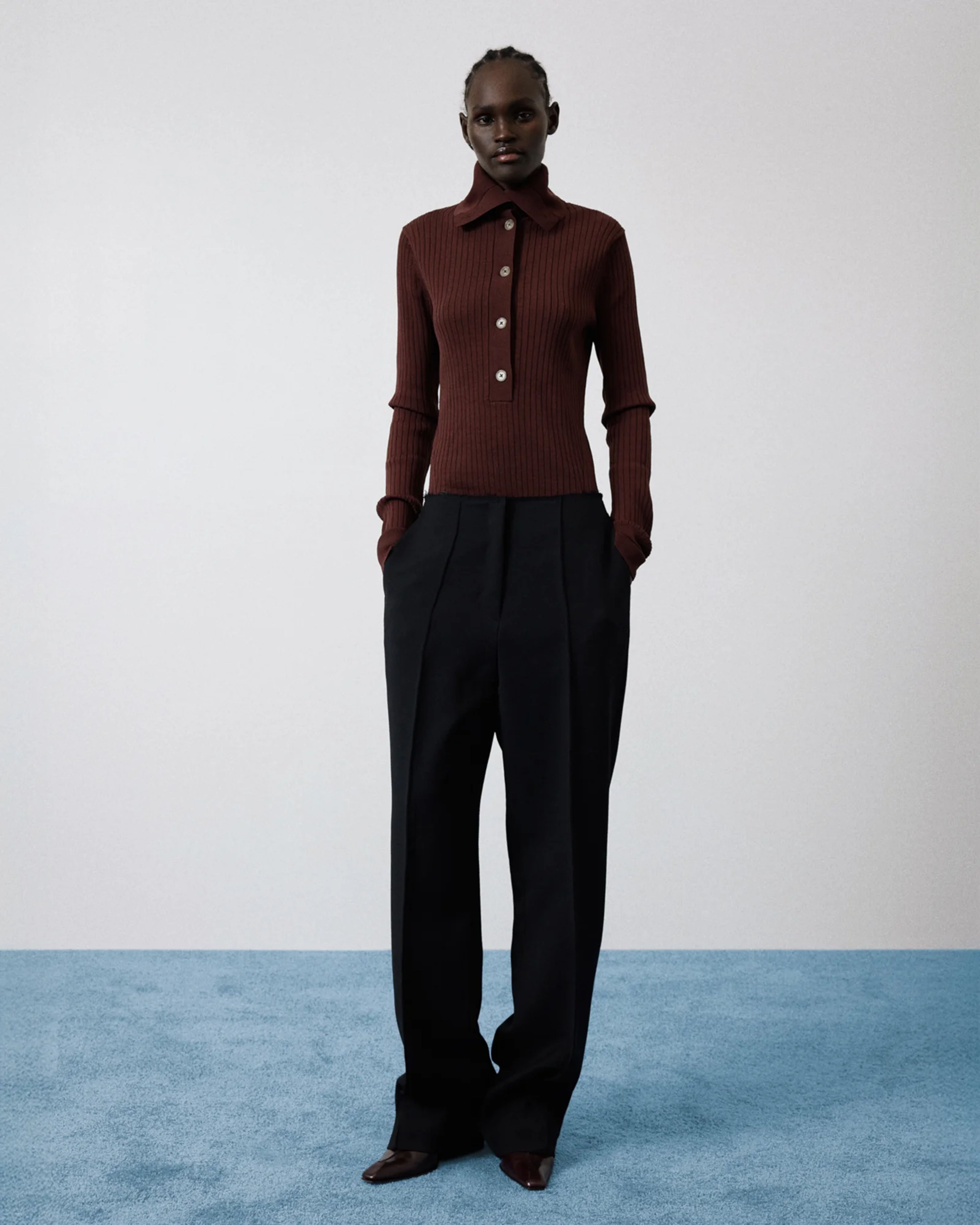 High Neck Henley Umber - Image 1