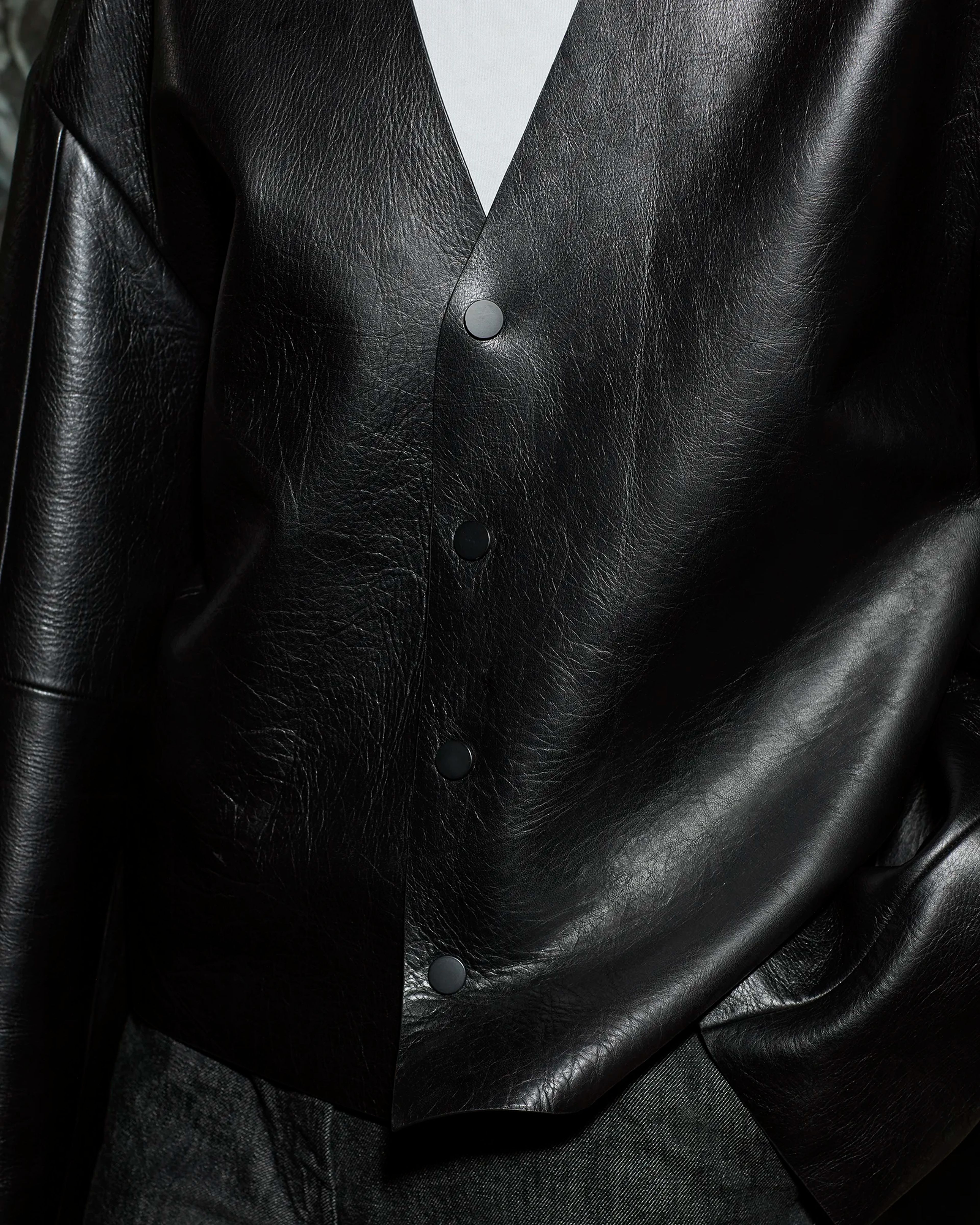 Minimal Leather Jacket Black Leather - Image 1