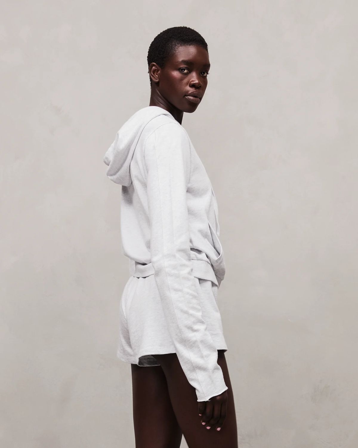 lightweight cropped zip up heather grey - entire studios