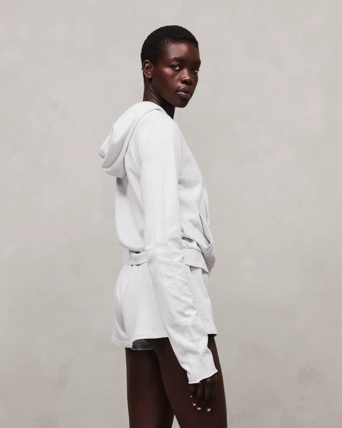 lightweight cropped zip up heather grey - entire studios