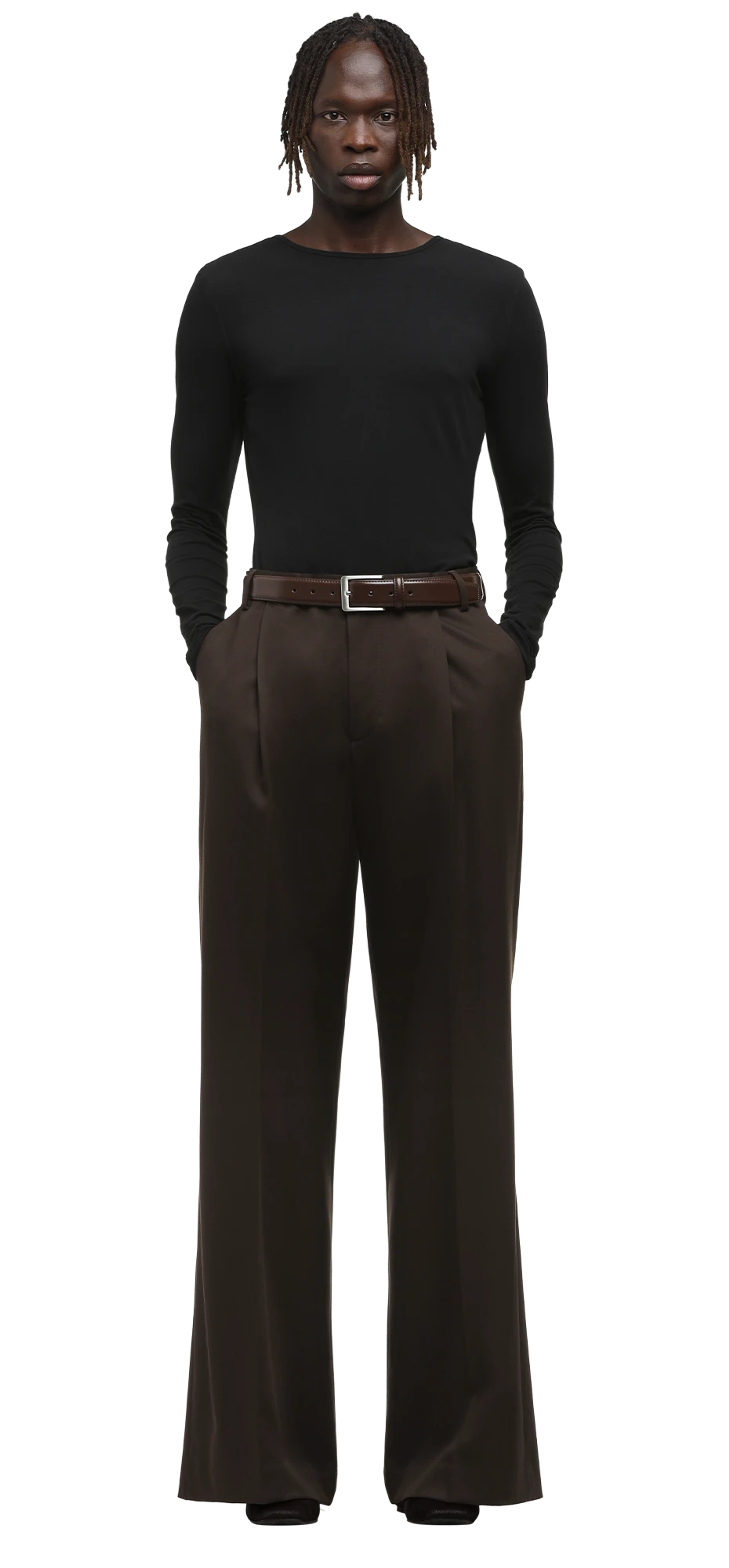 wide-pleated-trouser-tobacco character front view