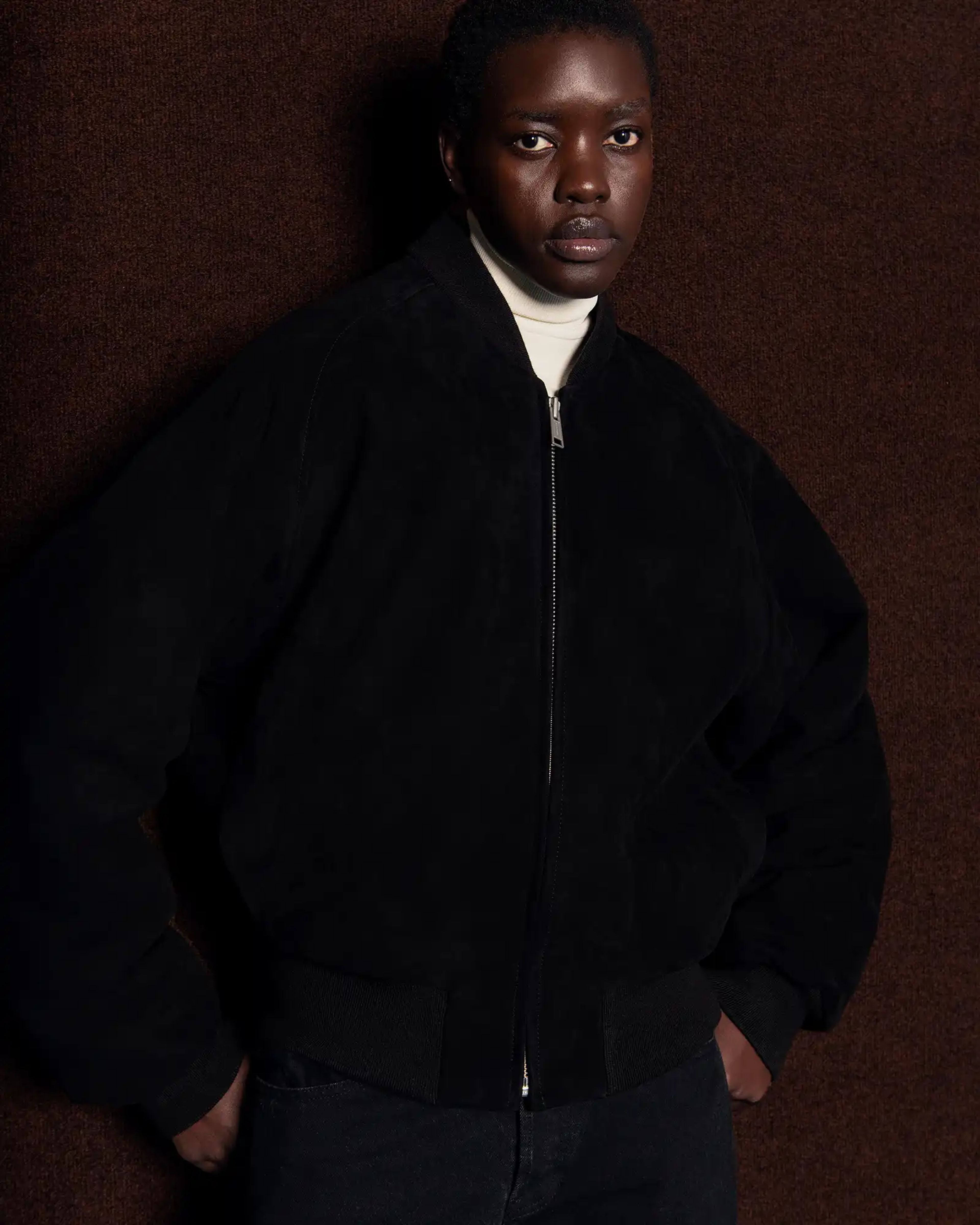 Raglan Bomber Black Suede - Image 1