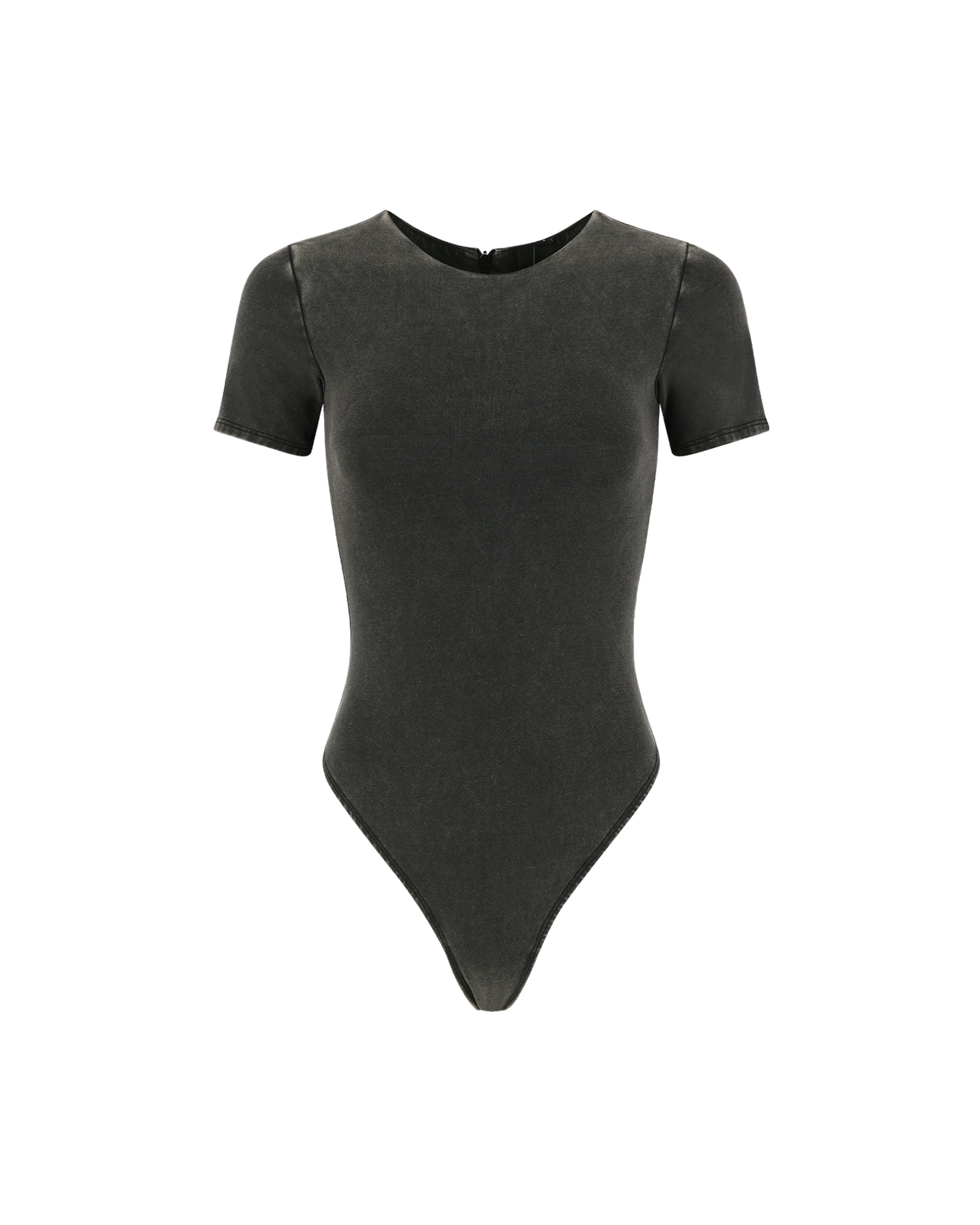 Tee Bodysuit Cotton Spandex Washed Black - Image 1