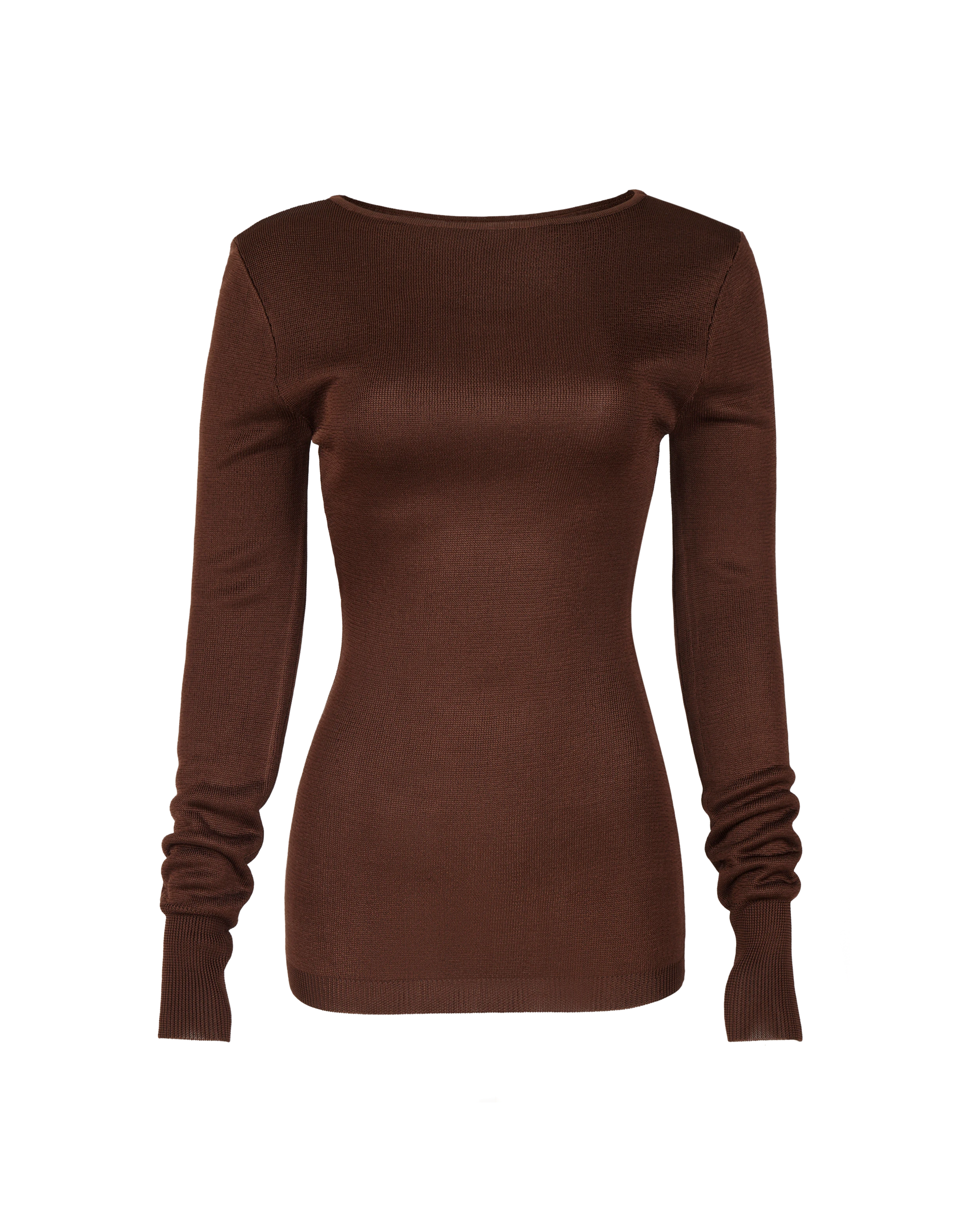 LS Boat Neck Top Chocolate - Image 3