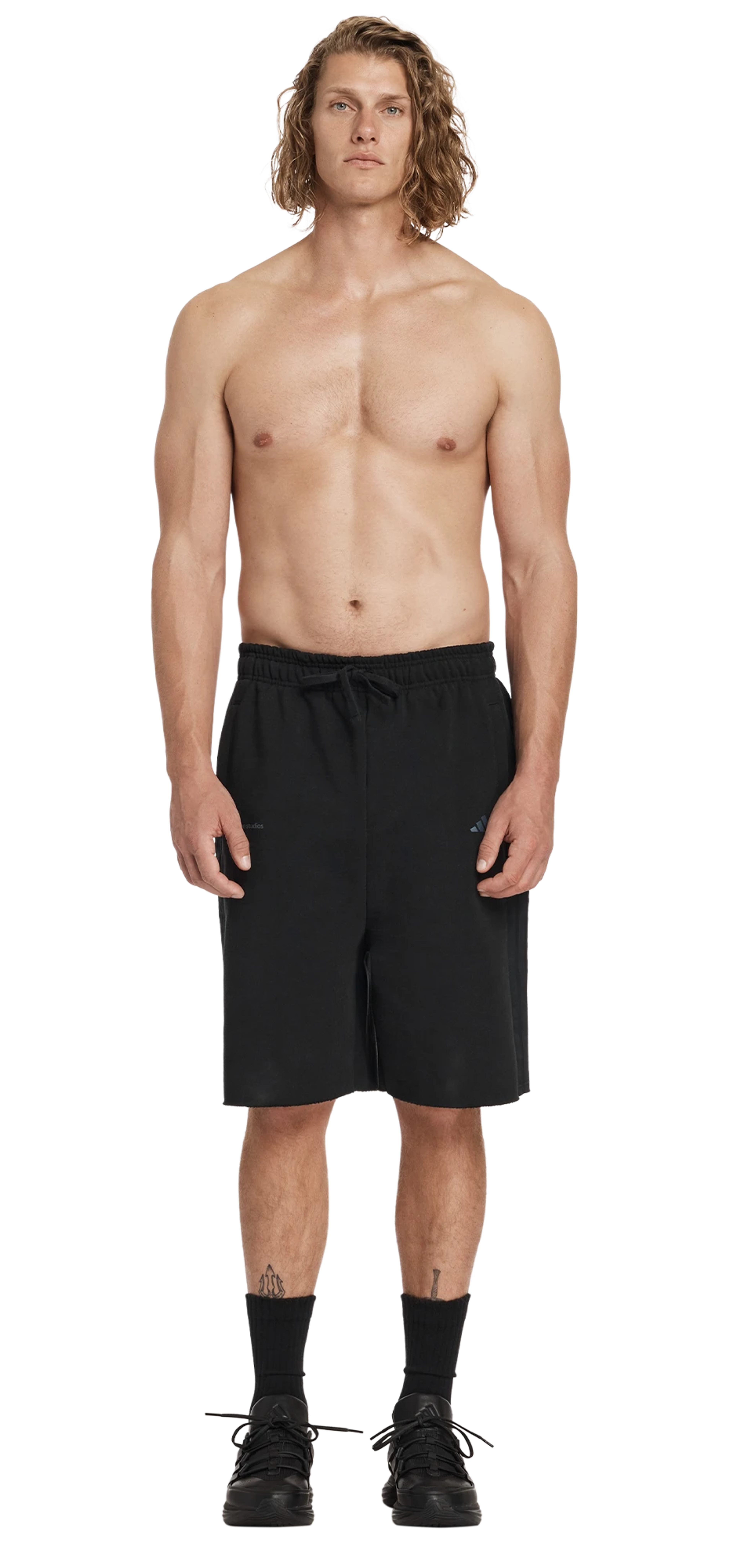 adidas-x-entire-studios-uniform-heavy-drop-shorts-black character front view