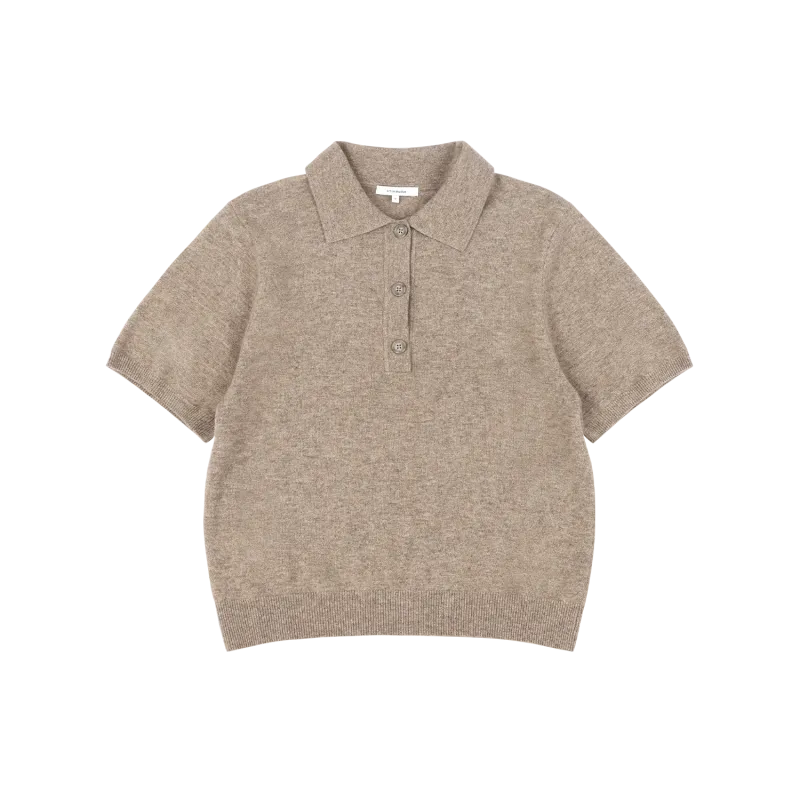 short-sleeve-knit-polo-camel garment view