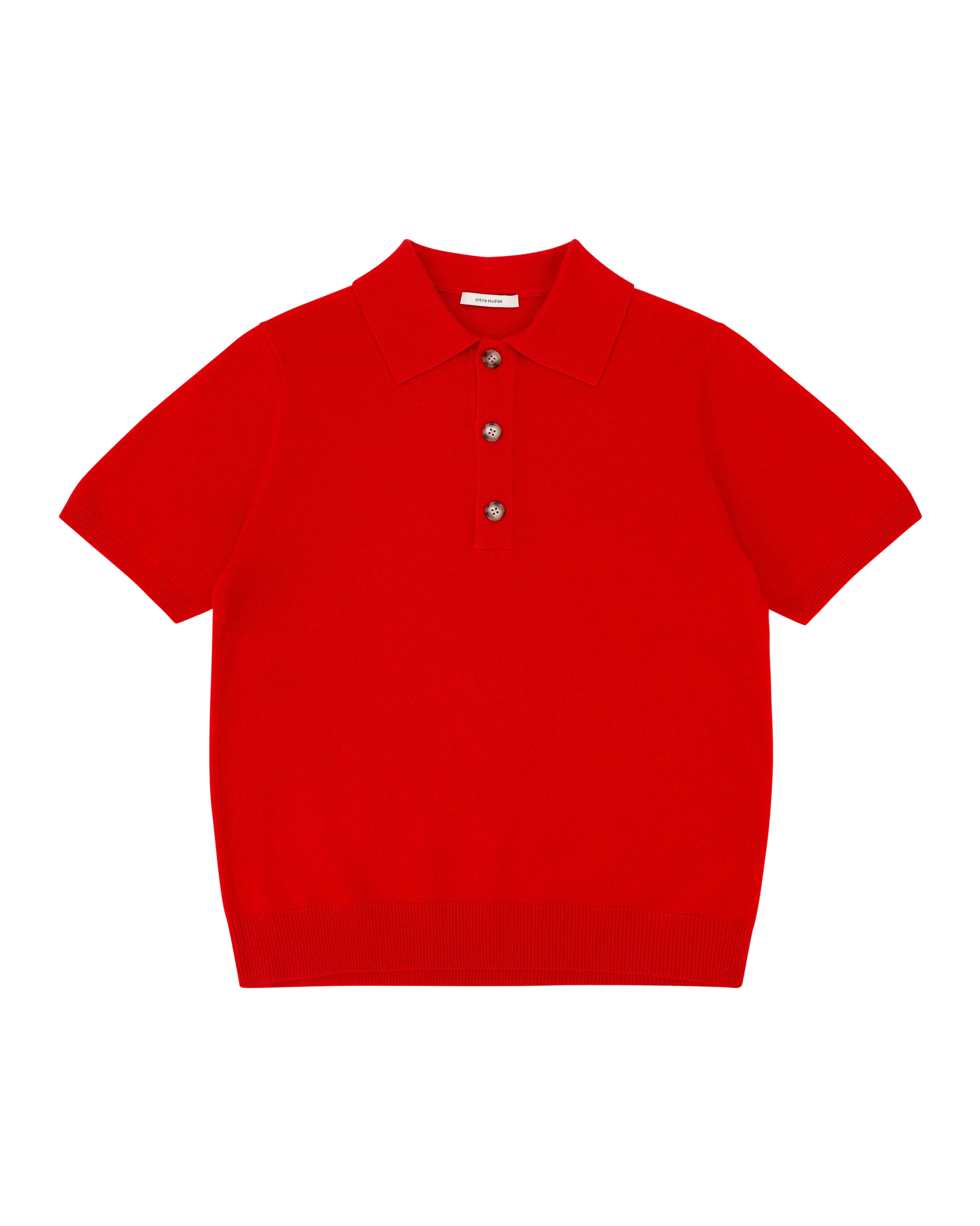 Short Sleeve Cashmere Knit Polo Red - Image 7